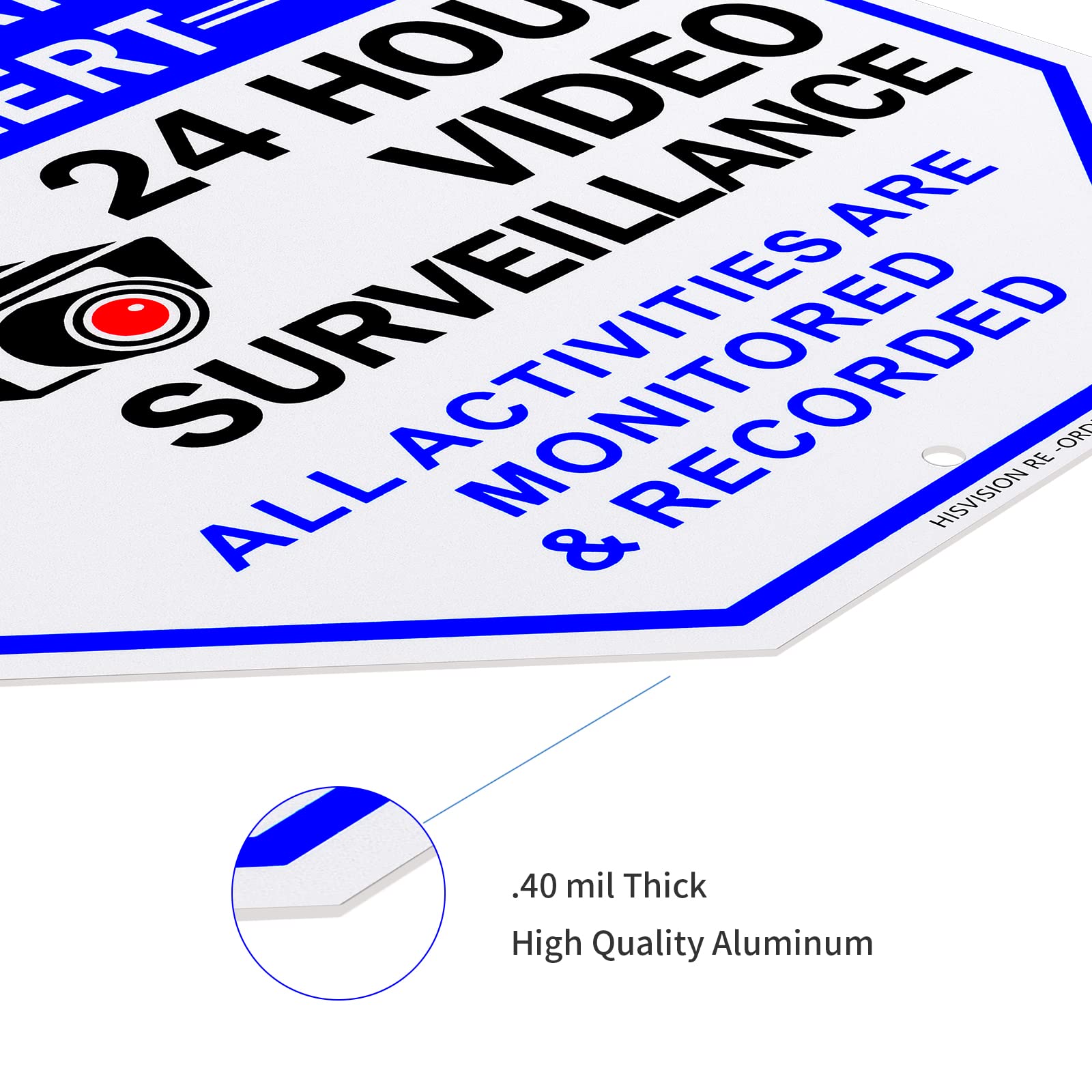 Paquete de 2 letreros de videovigilancia, 10 x 10 pulgadas, reflectantes, de aluminio, con protección UV y resistente al agua, uso en interiores o exteriores, para cámara de seguridad CCTV