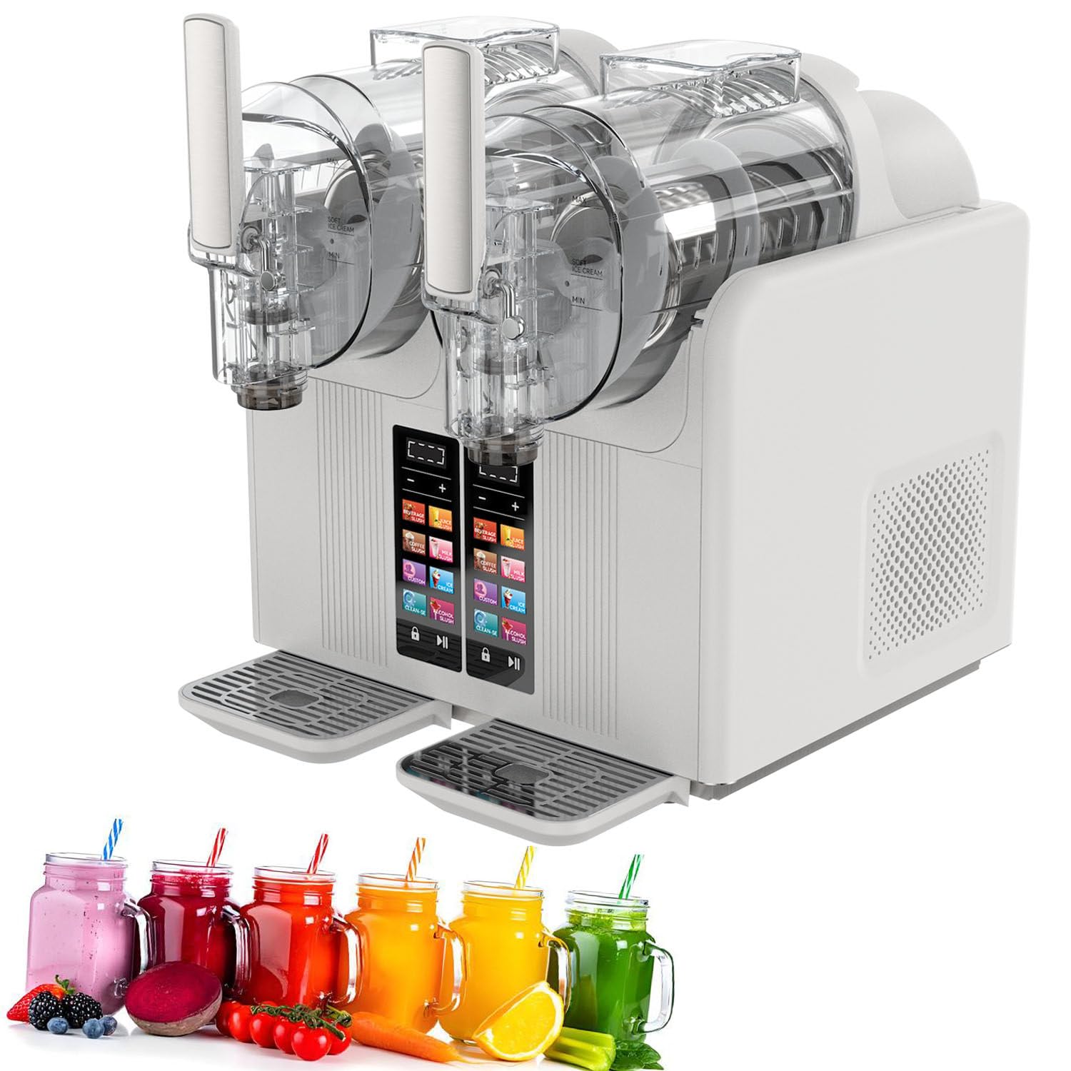 GTANND Soft Serve Ice Cream Maker,Slushie Machine Home/Commercial,For Cocktail/Milk Ice Cream/Mixed Fruit Juice/Avocado Milkshake/Coffee/Strawberry/Apple Soda Smoothie White