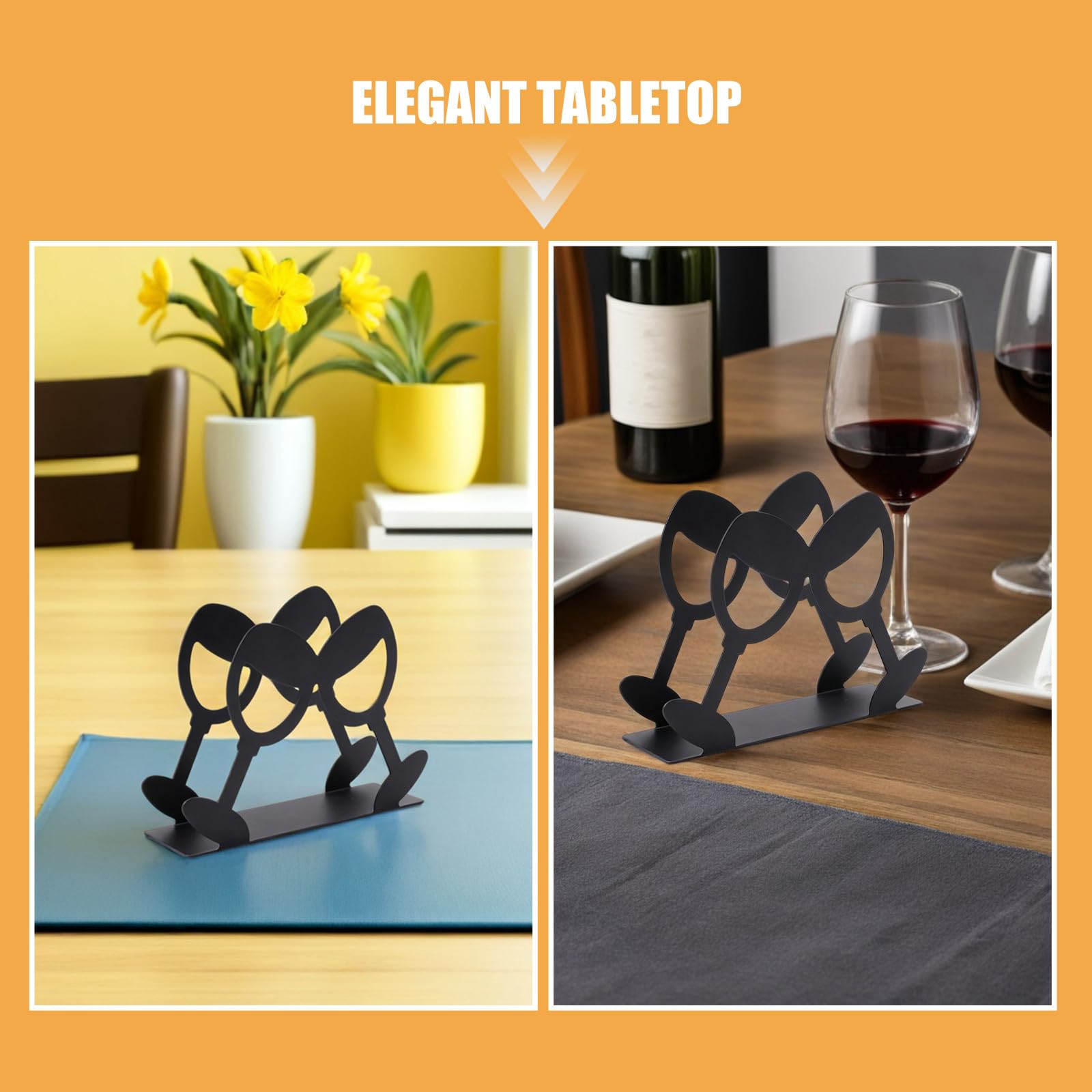 IMIKEYA 2er-Set Serviettenhalter für den Tisch – Schwarzer Metall-Serviettenspender für Rotweingläser mit großer Öffnung, ideal für Restaurants, Bars und Küchen im Landhausstil.