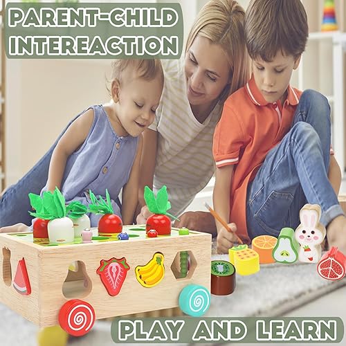 Miniatura 6 de Montessori - Juguetes educativos de madera para bebés de 1, 2, 3, 4 años, para niños y niñas de 1, 2, 3, 4 años, zanahoria, cosecha, huerto, juguete