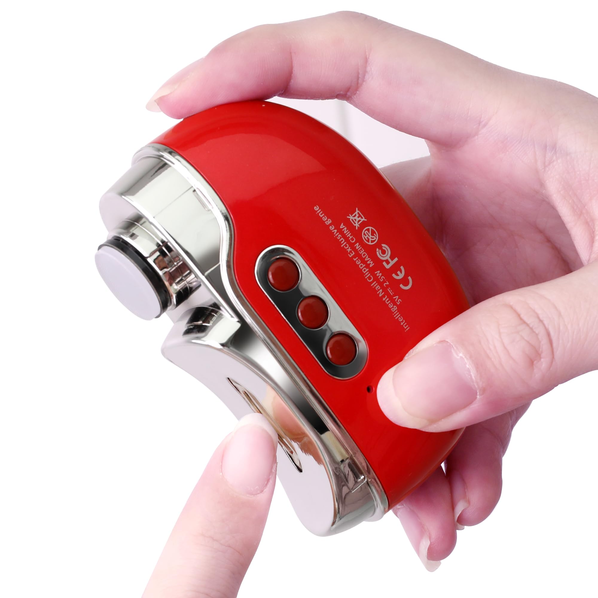 4-in-1 Automatic Electric Nail Clipper with UV Lamp & Polisher, 3-Speed USB Rechargeable Trimmer for Seniors – Safe Nail Filer Gift for Parents Red