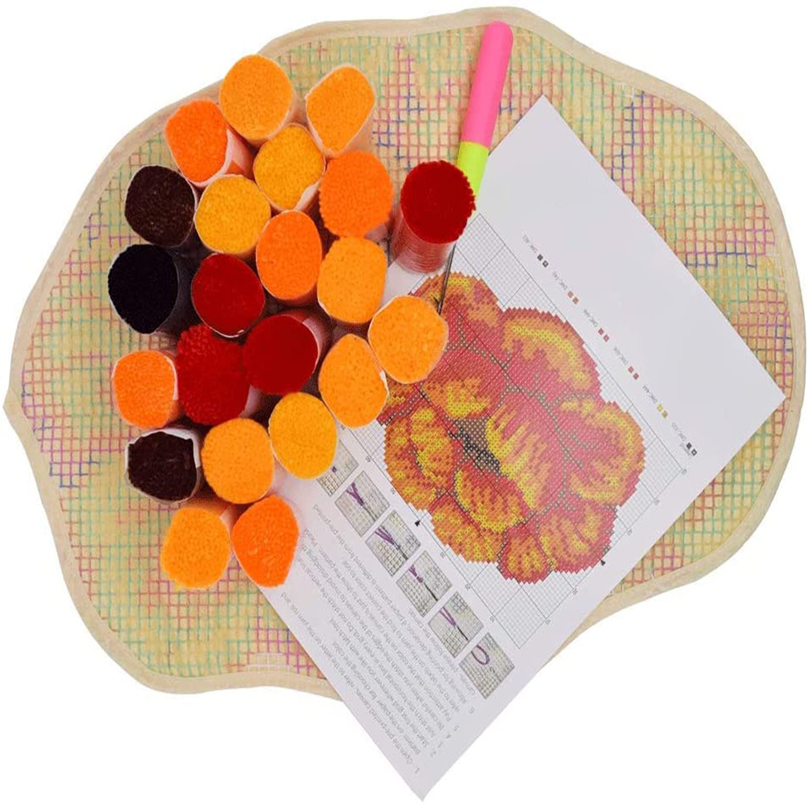 DACUN Knüpfhaken-Kits für Erwachsene DIY Knüpfhaken Teppich-Sets für Kinder, Häkelset für Anfänger, Teppichherstellungs-Sets mit bedruckter Leinwand, Mini-Teppich-Nähset, 53,3 x 45,7 cm (Farbe: A)