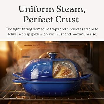 ROSSALLINI Signature Enameled Cast Iron Sourdough Bread Oven | Non-Stick with Tight Fitting Lid for Perfect Baking and Bread Making | 2QT Oval Oven With Lid [White]