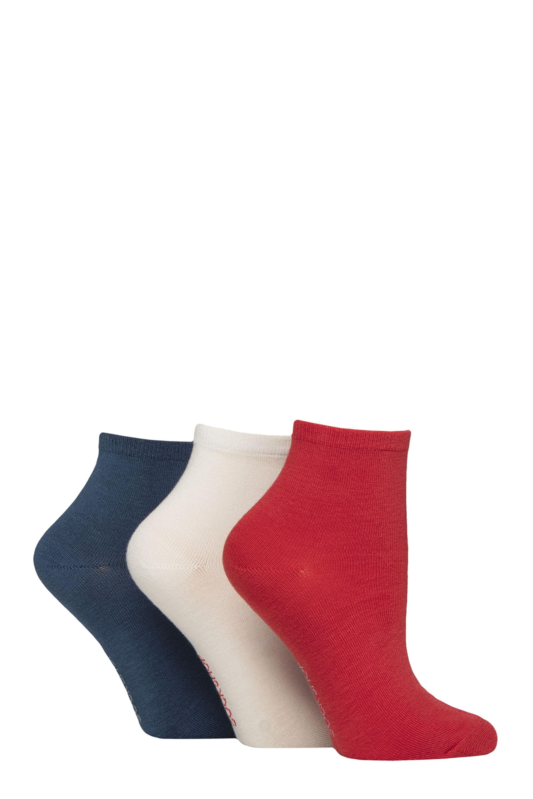 SockShop Women's Bamboo Ankle Socks - Plain, Patterned, Striped, Floral, Colourful, Bright, Smooth Toe Seams 3 Pairs Size 4-8 (UK, Numeric, 4, 8, Regular, Regular, Plain Nautical)