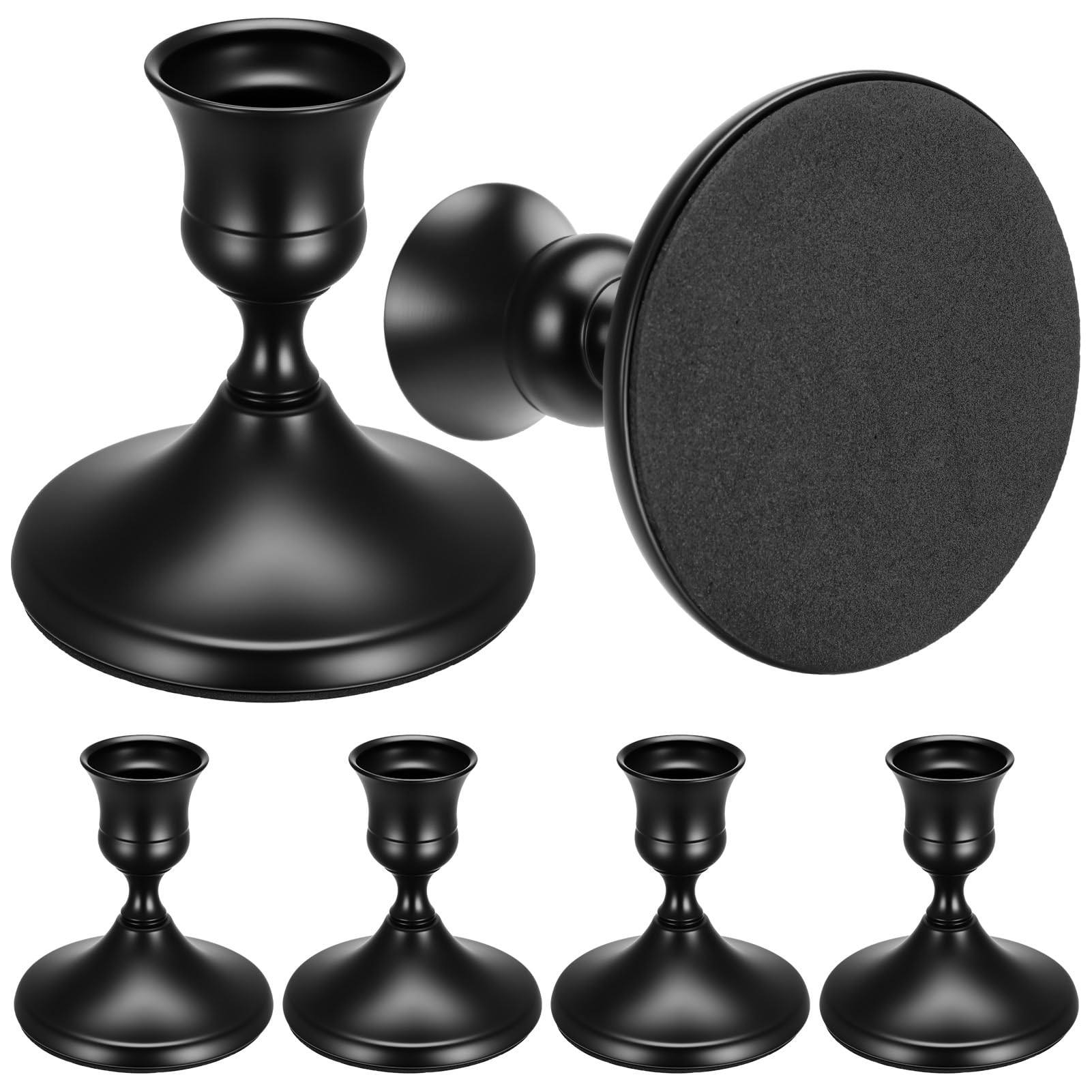 6 Pack Black Candle Holders, Metal Small Taper Candlestick Holders