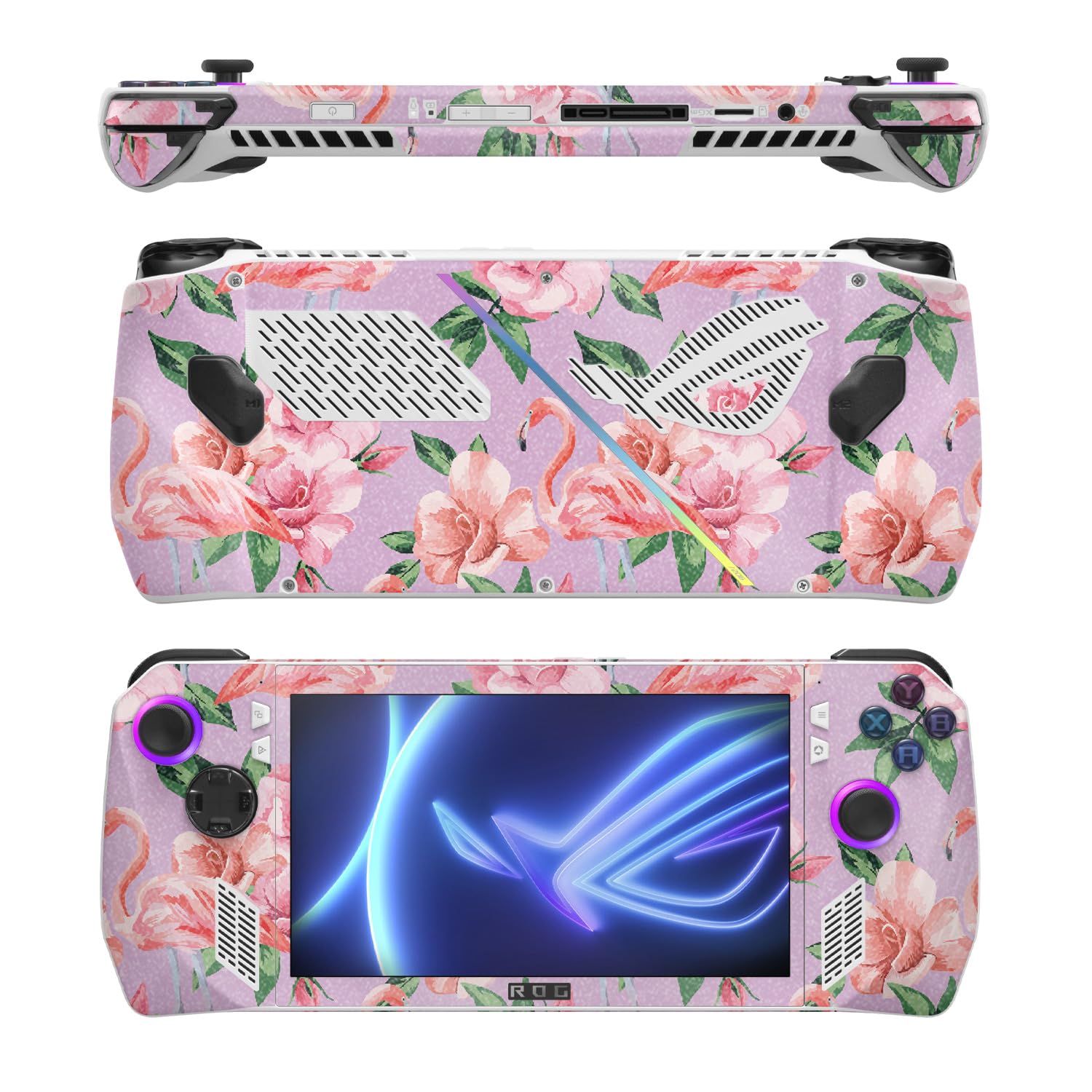 MightySkins Glossy Glitter Skin Compatible with Asus ROG Ally - Flamingo Rose | Protective, Durable High-Gloss Glitter Finish | Easy to Apply