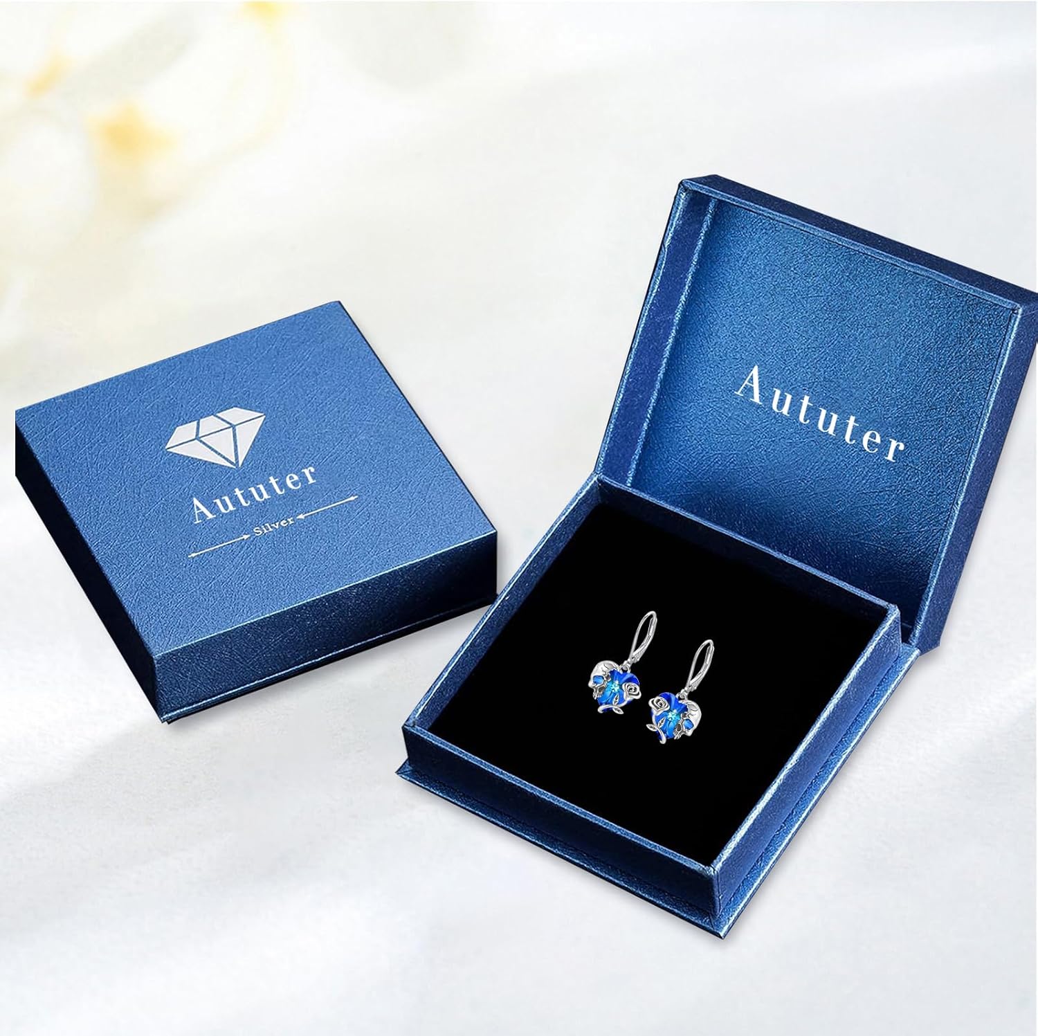 Rose Skull Earrings S925 Sterling Silver Heart Crystal Birthstone Dangle Drop Earrings Hypoallergenic Gothic Skull Leverback JJewelry Gift for Mom Daughter Wife - Image 7