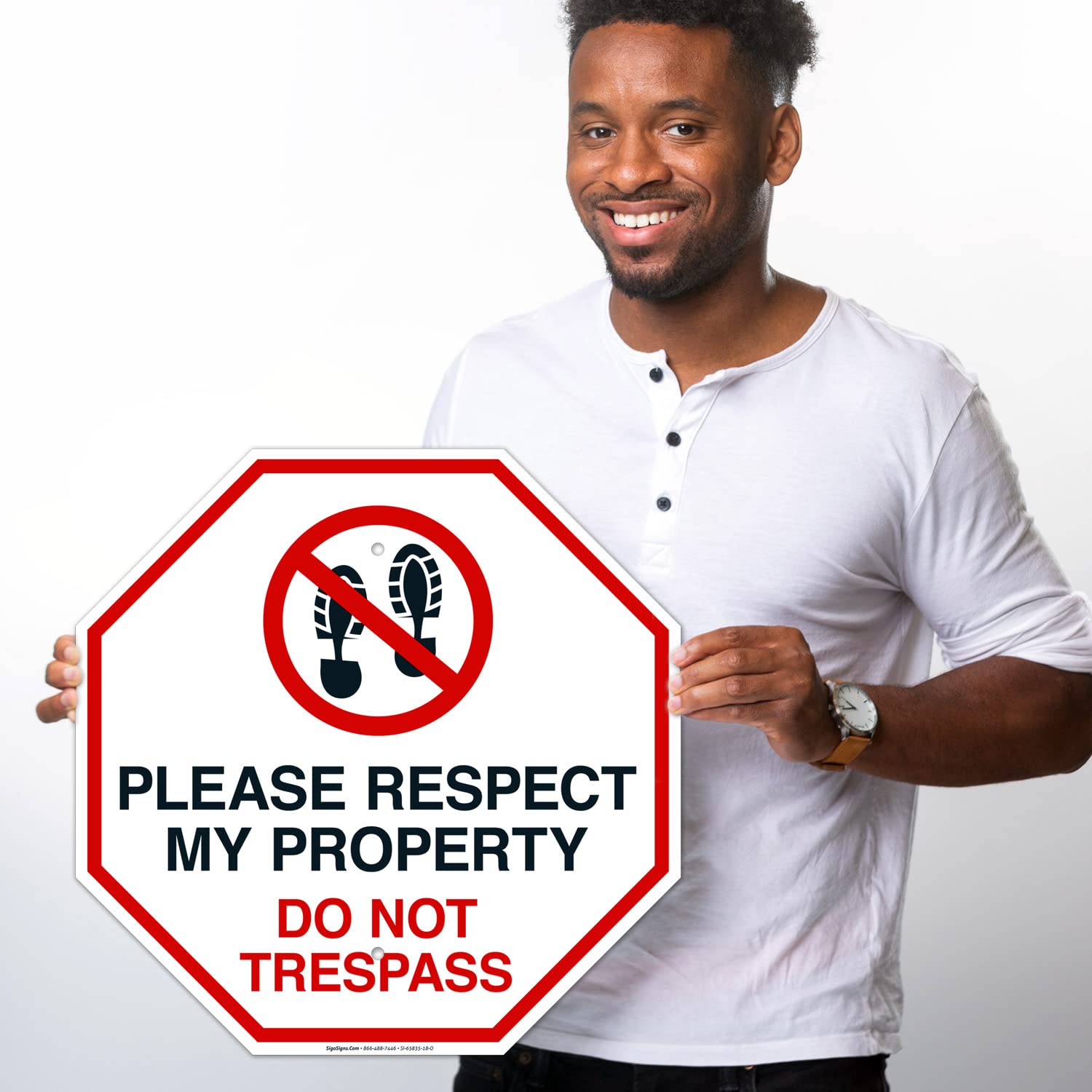 Please Respect My Property Do Not Trespass Sign, 18x18 Inches, Rust Free .063 Aluminum, Fade Resistant, Made in USA