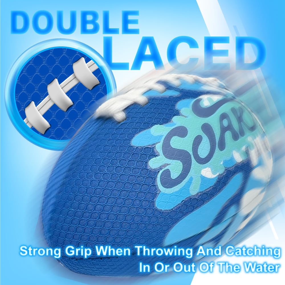 SOAK 9-Inch Waterproof Pool Football for Kids Ages 8-12 - Foam Football for Pool, Beach, Lake, and Park Games