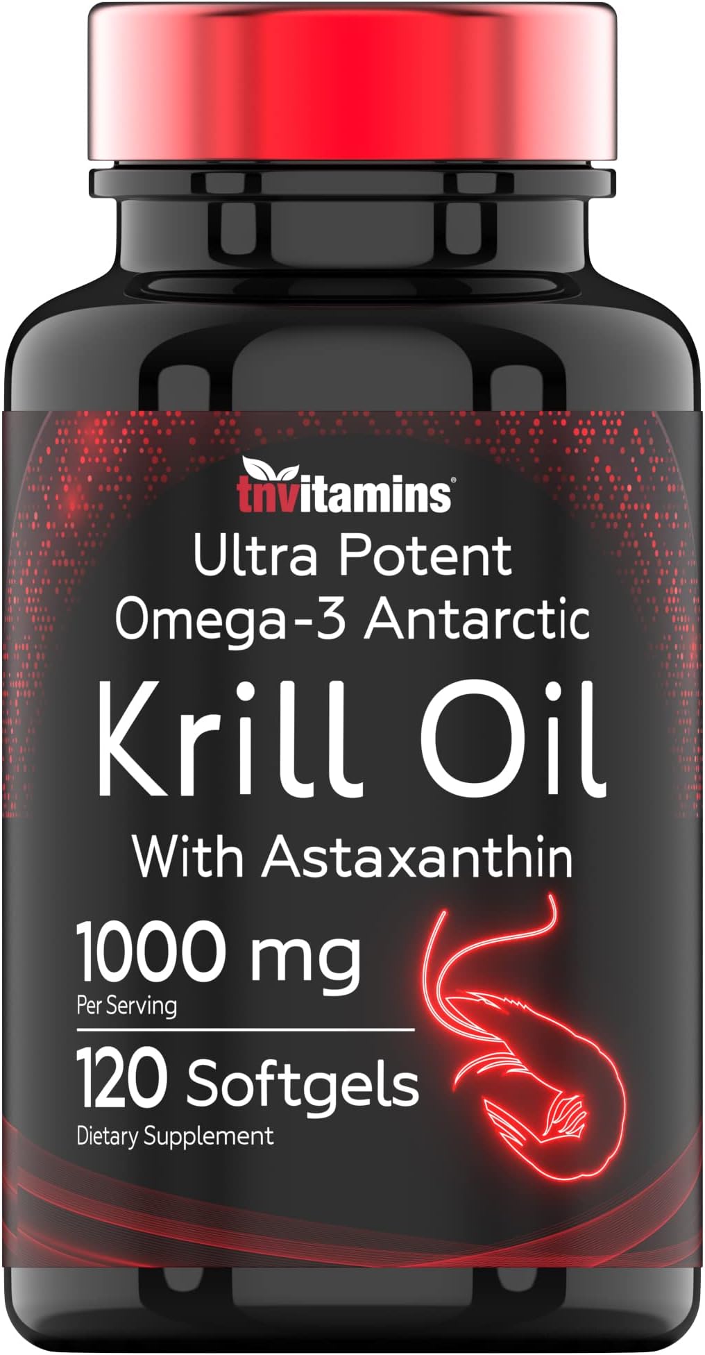 Antarctic Krill Oil 1000mg - 120 Softgels with Astaxanthin | 1000mg Red Krill Oil, 200 mg Phospholipids, 120 mg EPA, 80 mg DHA, 200 mcg Astaxanthin | Potent & Pure Omega-3 Cold Water Antarctic Krill