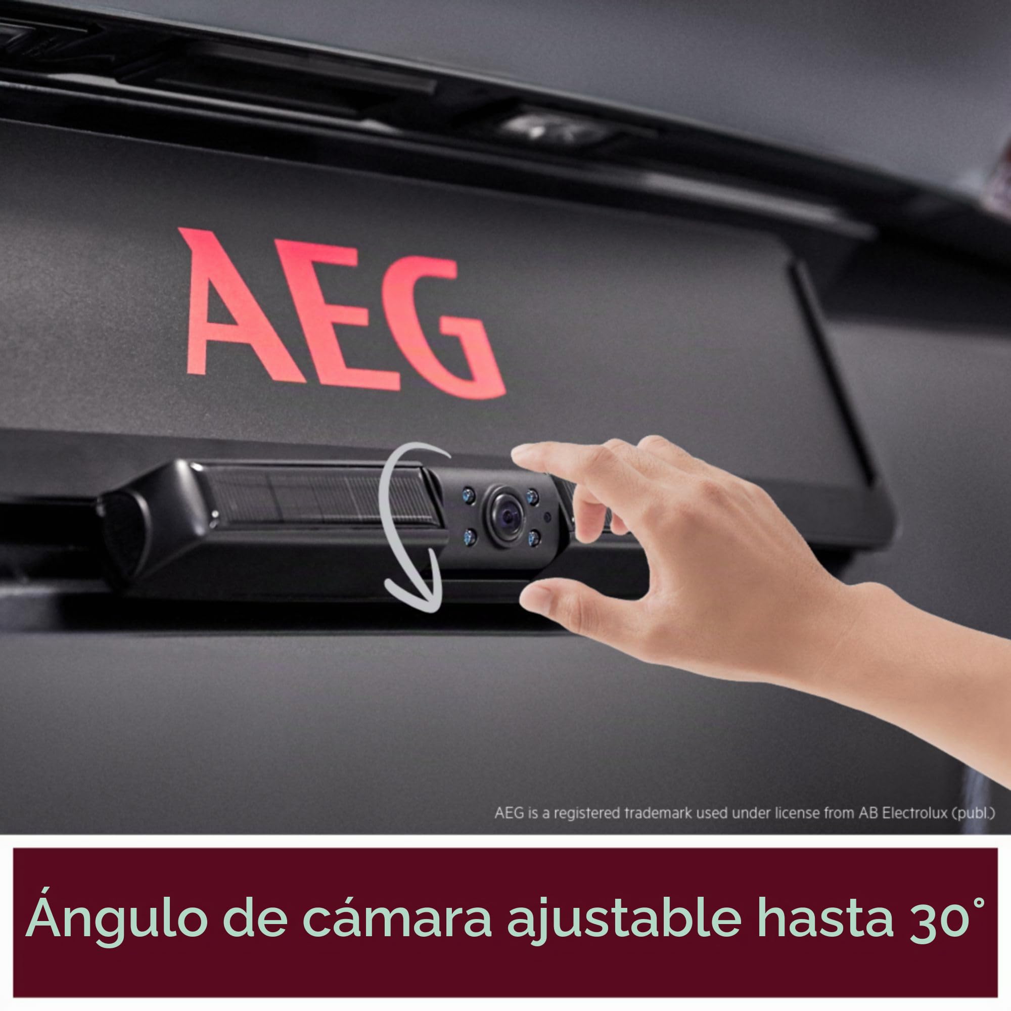AEG Cámara de marcha atrás digital inalámbrica con energía solar, ayuda de estacionamiento, con transmisor de radio, pantalla LCD dual, resistente al agua, visión nocturna