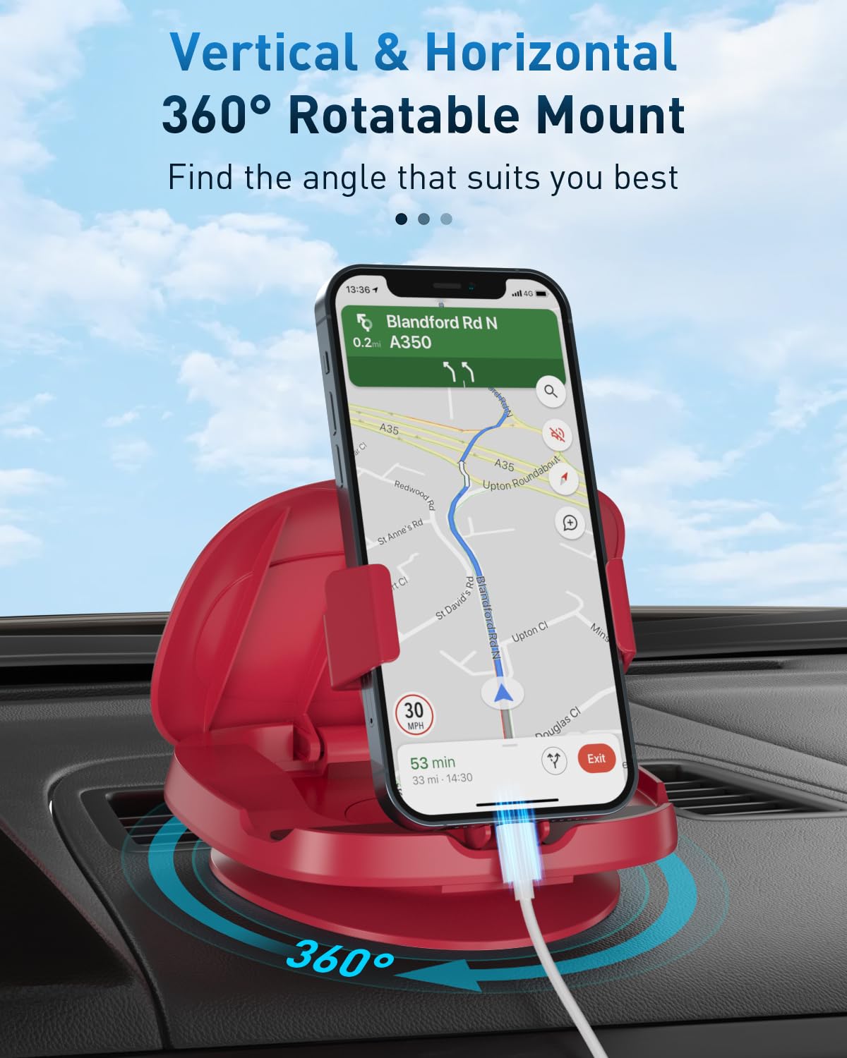 Handyhalterung Auto Für Lüftung, Rutschfestes Handy Halterung Auto, 360