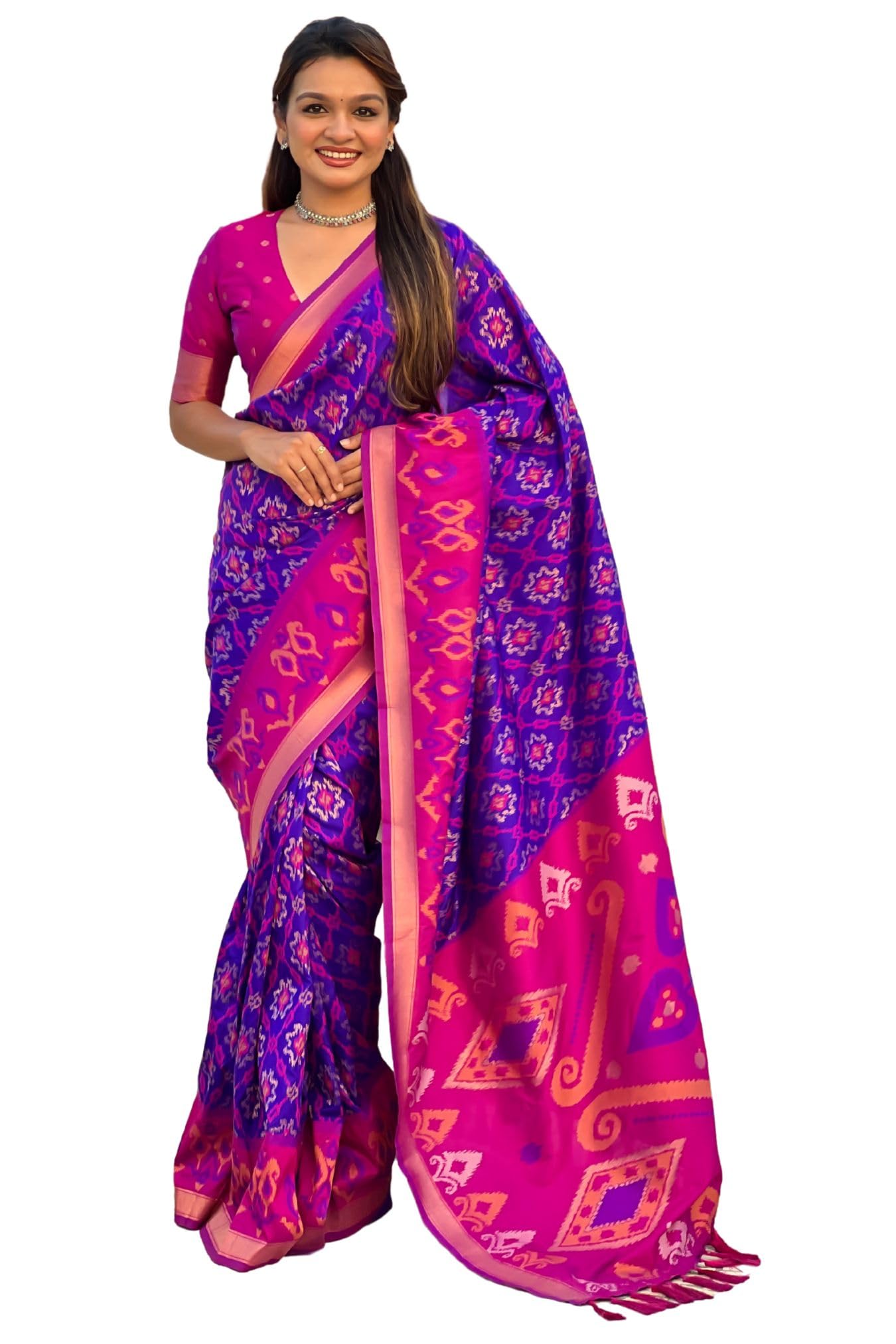 SGF11 Women's Kanjivaram Patola Soft Pure Silk Sarees With Unstitched Blouse Piece Price In India