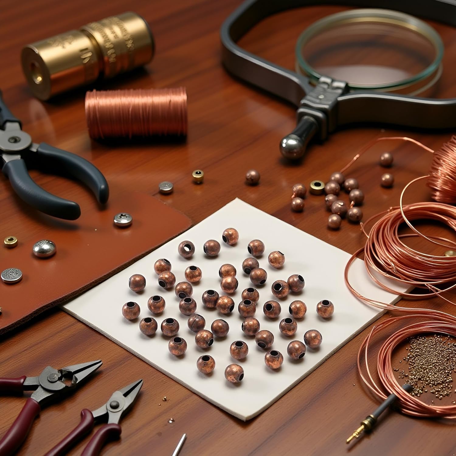 Photo 1 of 100Pcs 5mm Antique Copper Round Spacer Beads Smooth Ball End Seed Metal Beads for Beading Jewelry Making Findings Accessories (0.20inch)