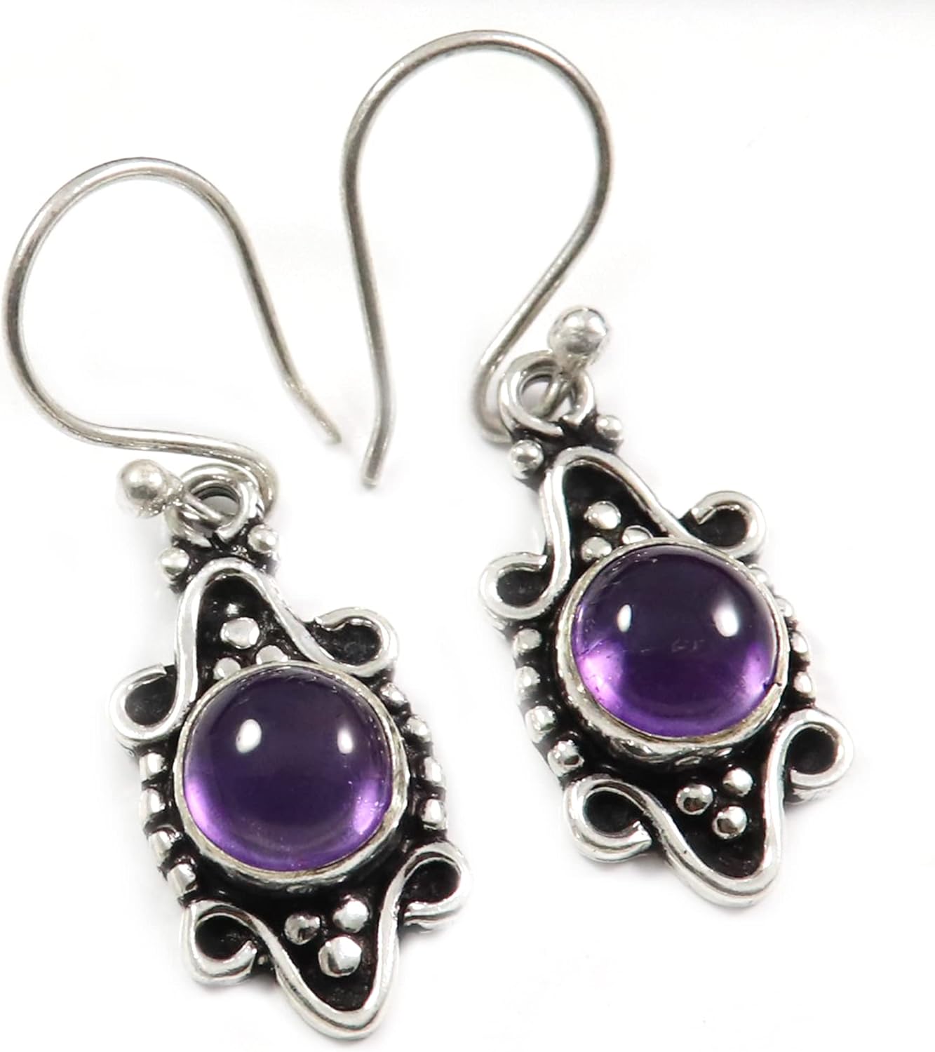 Goyal Exports Amethyst Gemstone 925 Sterling Silver Drop Dangle Earring Jewlery SEG76B