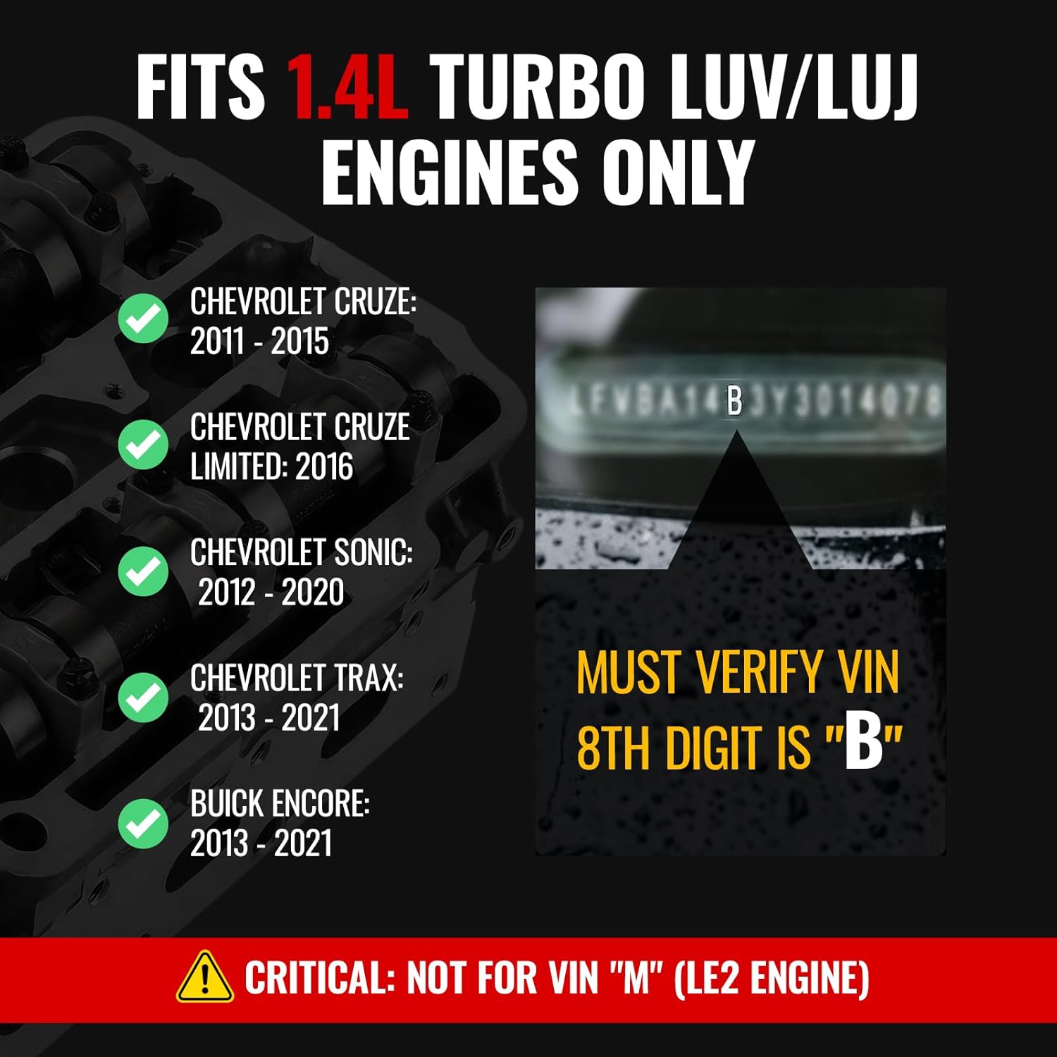 Complete Cylinder Head Assembly with Camshafts Valves for 2011-2021 Chevy Cruze Sonic Trax Buick Encore 1.4L Turbo LUV LUJ Engine, Replaces 55573669 55565295 55565291 25193622 0607231