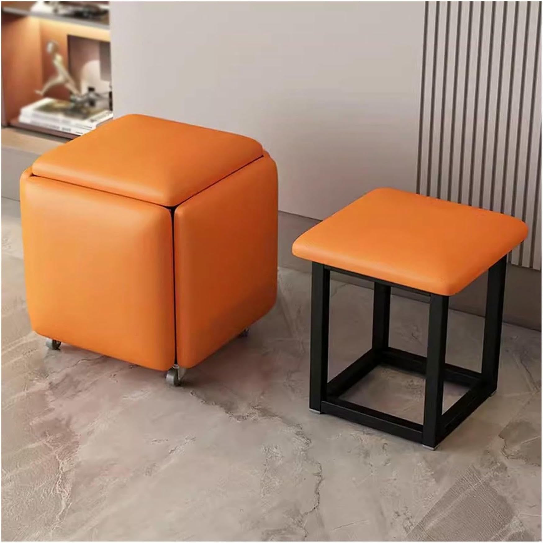Chaise cube ottoman 5 en 1 Nidite pouf gigogne gain de place à roulettes