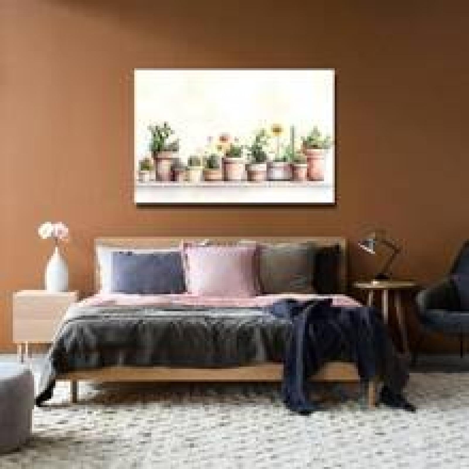 XINBAO Impresiones en lienzo de cactus, cuadros de plantas en macetas, decoración, obras de arte, arte de pared de plantas botánicas, carteles de cactus para habitación de niños, 50 x 70 cm con marco