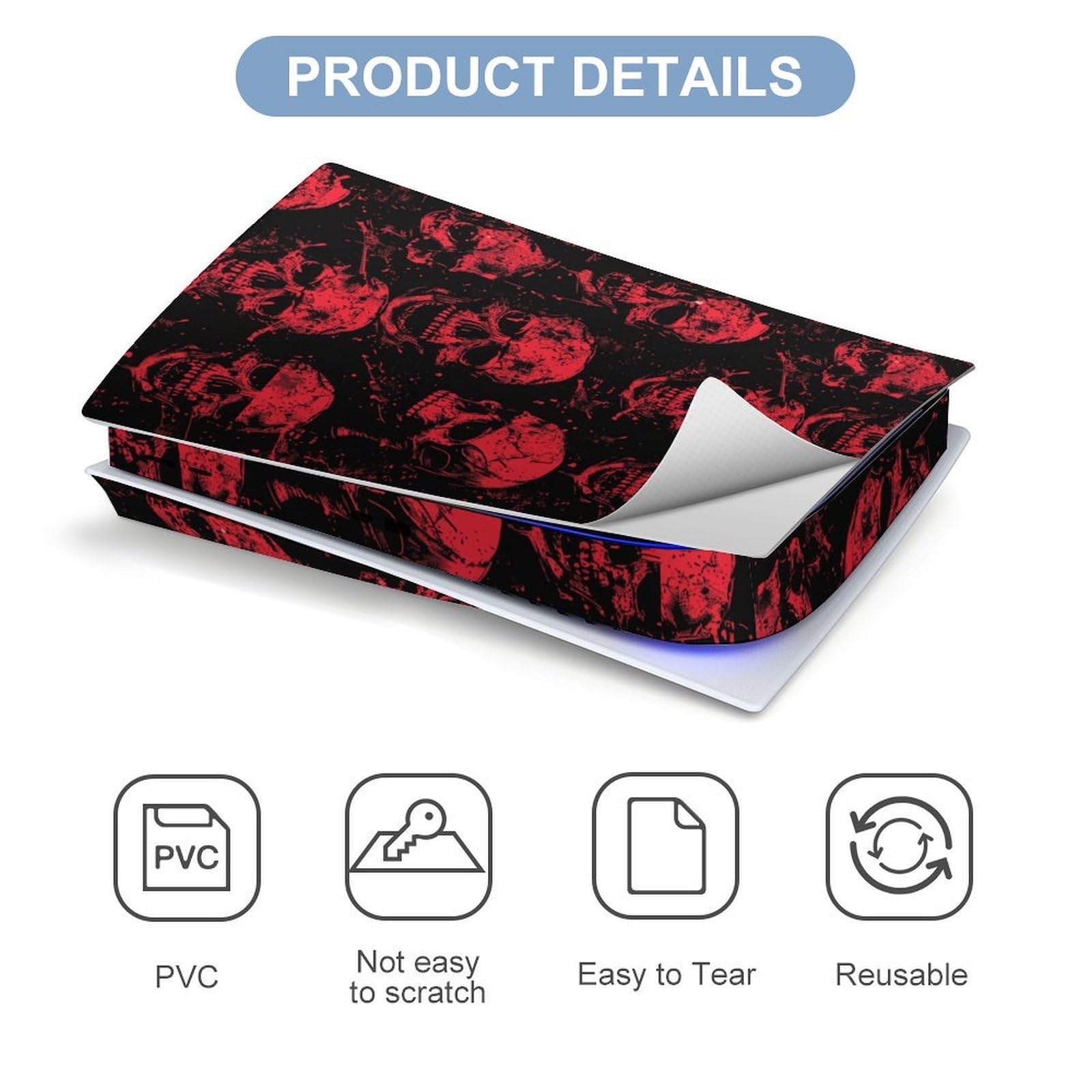 Bloody Skull Skin para consola PS5 y accesorios de controlador, funda de vinilo de anime, juego completo para Playstation 5 Disc Edition
