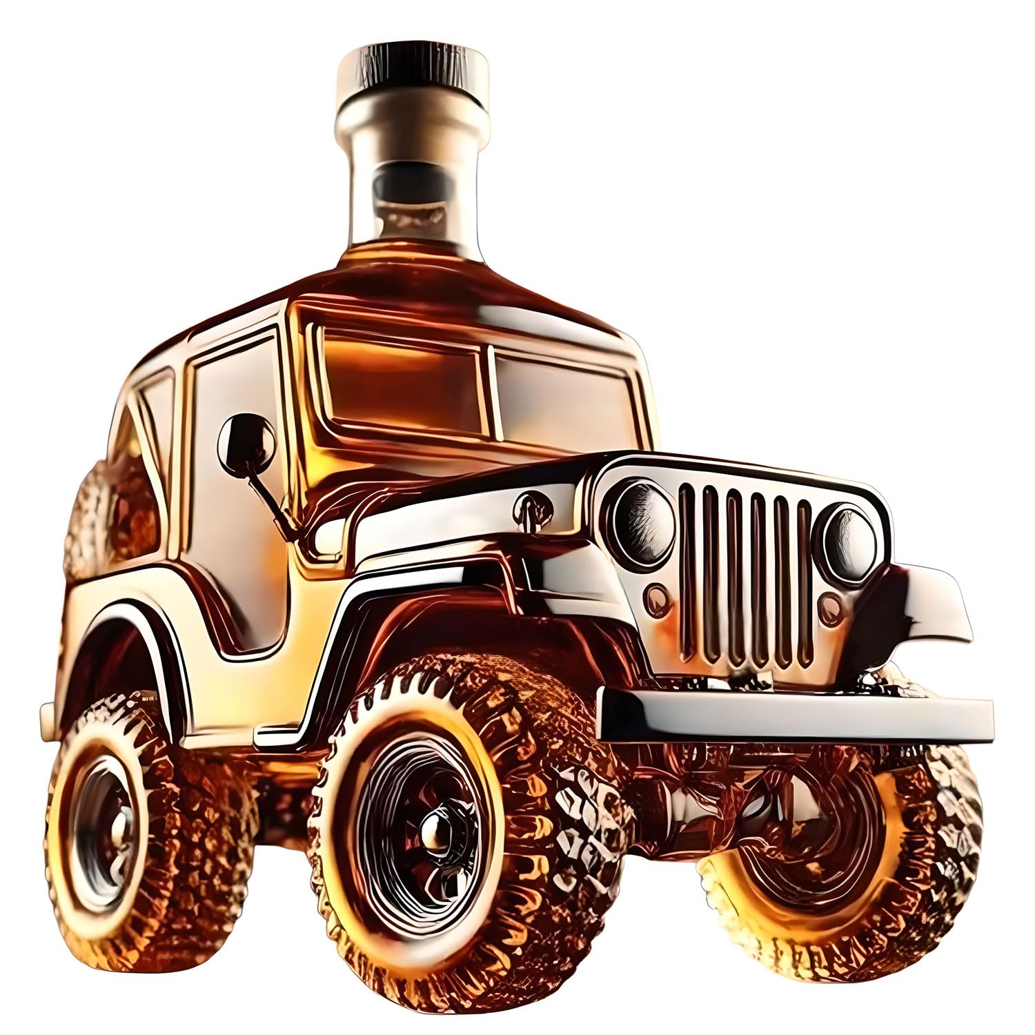 Car Shape Whiskey Decanter, Vintage Glass Liquor Bottle, 500ml Funny Truck Whiskey Bottle for Dad, Husband, Home Office Bar Decoration