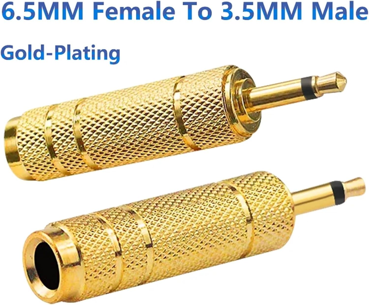 6.35mm Male to 3.5mm Female Headphone Adapter Wear-Resistant Jack Converter Audio Plug Process Power Amplifier Golden(6.5 to 3.5,5pcs)