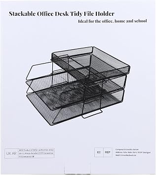 2 Tiers Letter Tray, Filing Tray for Office, Paper Desk Organiser, Paper Folder, Desk Tidy Organizer A4, Document Holder for Home Office School