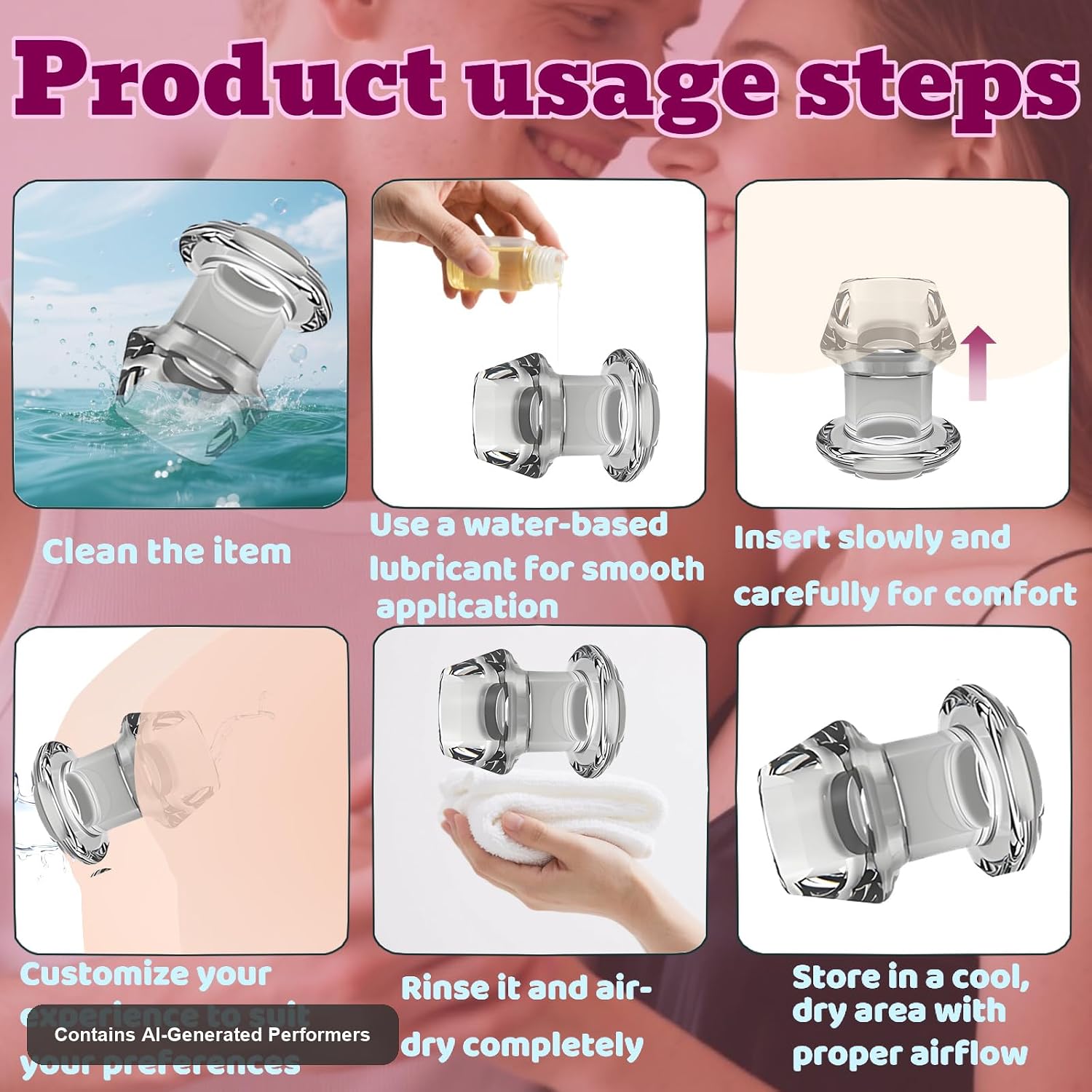 Sex Toy Hollow Silicone Anal Plug Pleasure Sexual Restraint Toy Silicone Sex Anal Trainer Adult Sex Toy Hollow Anal Trainer Suitable for Couples Beginners
