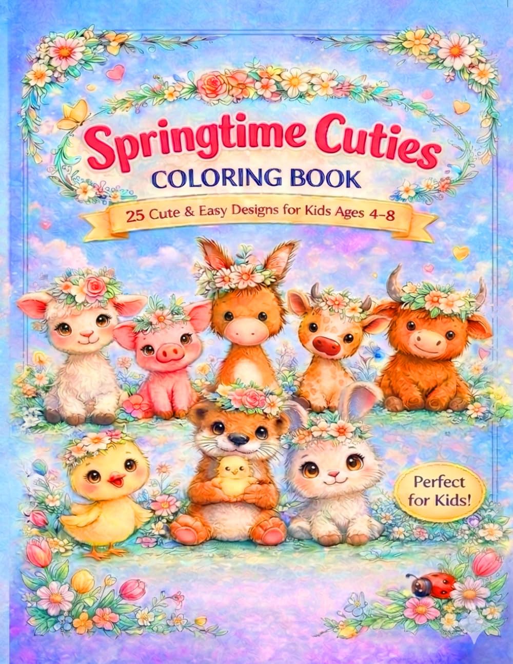 Springtime Cuties Coloring Book