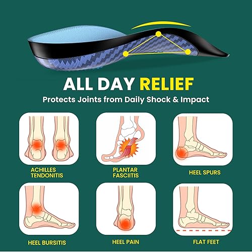 Miniatura 3 de Welnove Plantillas para fascitis plantar para mujer, insertos de soporte de arco que absorben los golpes, para pies planos, alivio de la fascitis