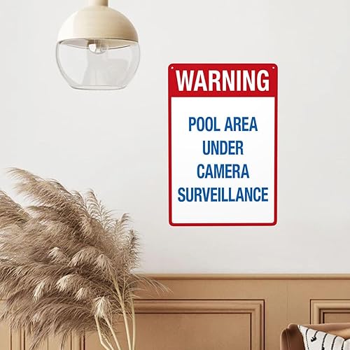 Miniatura 5 de Letrero de vigilancia de la zona de la piscina, letrero de seguridad para piscina, letrero de advertencia de aluminio retro, letrero de metal de