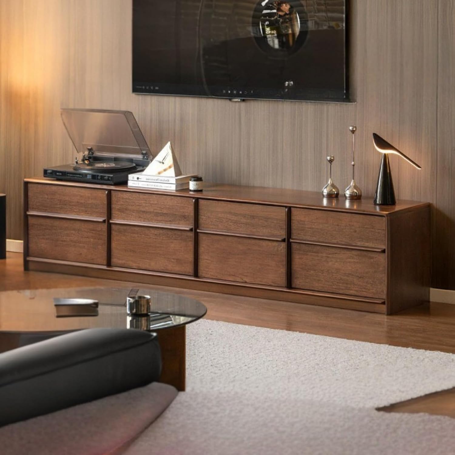 GVAwood Solid Rosewood Modern Simple TV Cabinet 94.5xx15.8x17.3 inch / 240x40x44 cm/Walnut Color/tv Cabinet