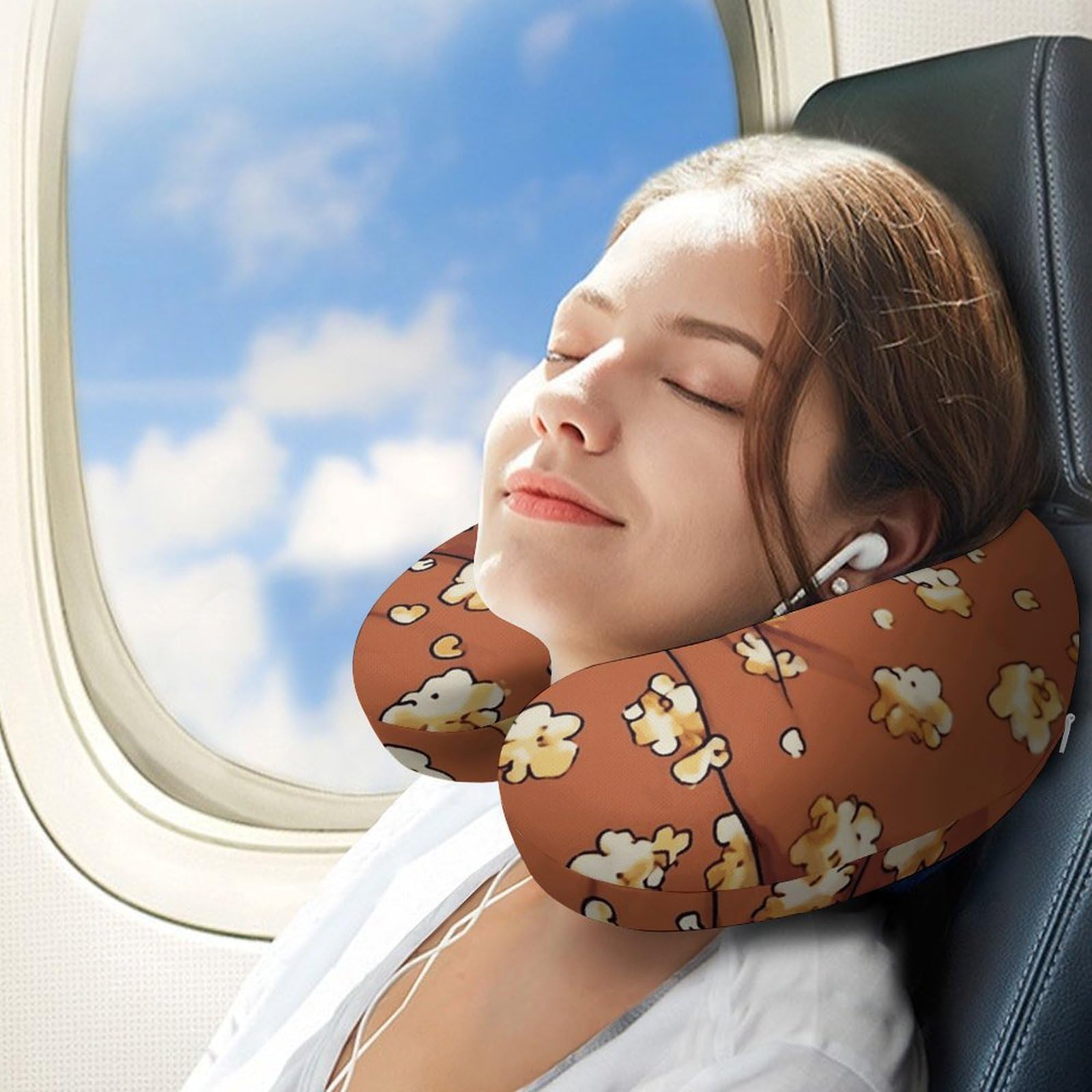 Smiling (15) Cuscino a forma di U, nucleo in memory foam, cuscino per fornire supporto per il collo, cuscino da viaggio, adatto per aerei, auto, case e uffici.