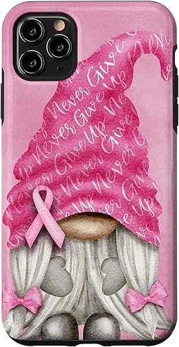 Miniatura 28 de iPhone 15 - Soporte rosa contra el cáncer con gnomo para el caso de concientización sobre el cáncer de mama