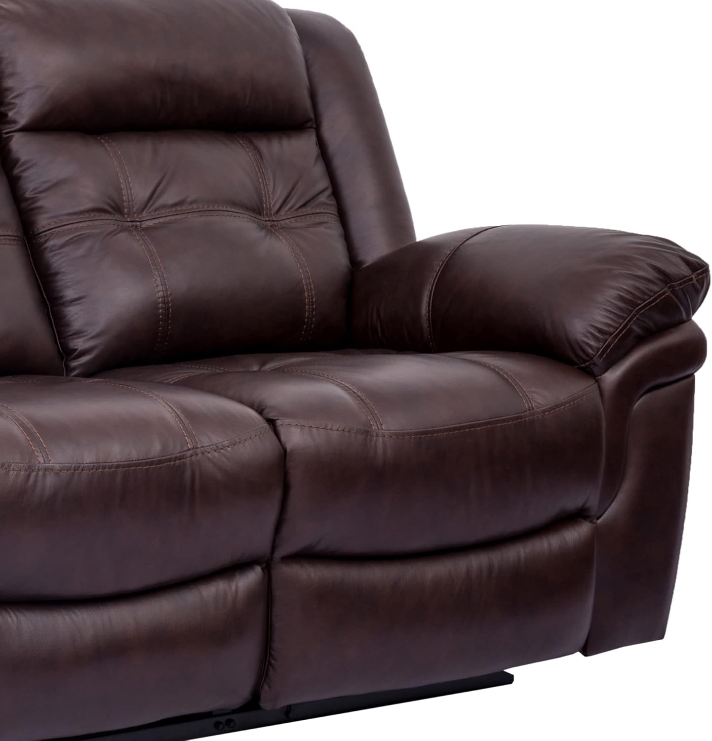 Armen Living Marcel Manual Reclining Sofa in Dark Brown Leather
