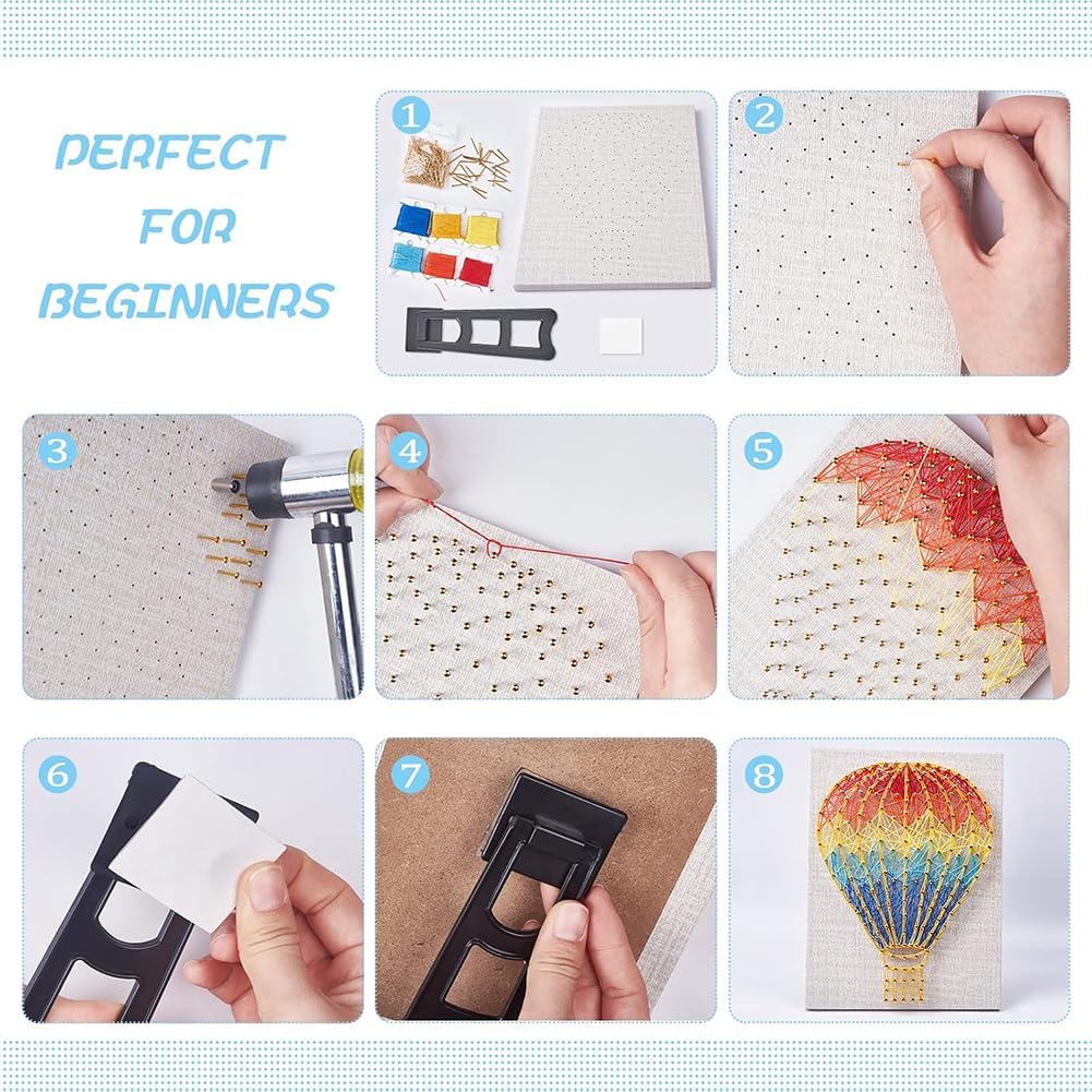 WEBEEDY String Art Crafts Kit for Beginner Adults 3D Handmade Hot Air Balloon DIY String Art Kit Art Supplies Art Craft Projects Birthday Christmas Wedding Gift Wall Decor