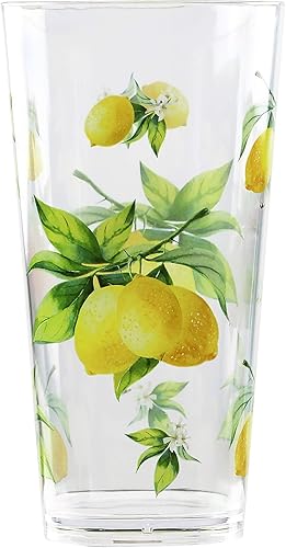 Miniatura 2 de Reston Lloyd Calypso Basics - Juego de 6 vasos acrílicos de 19 onzas, sin BPA, para interiores y exteriores, aptos para lavavajillas, limones con