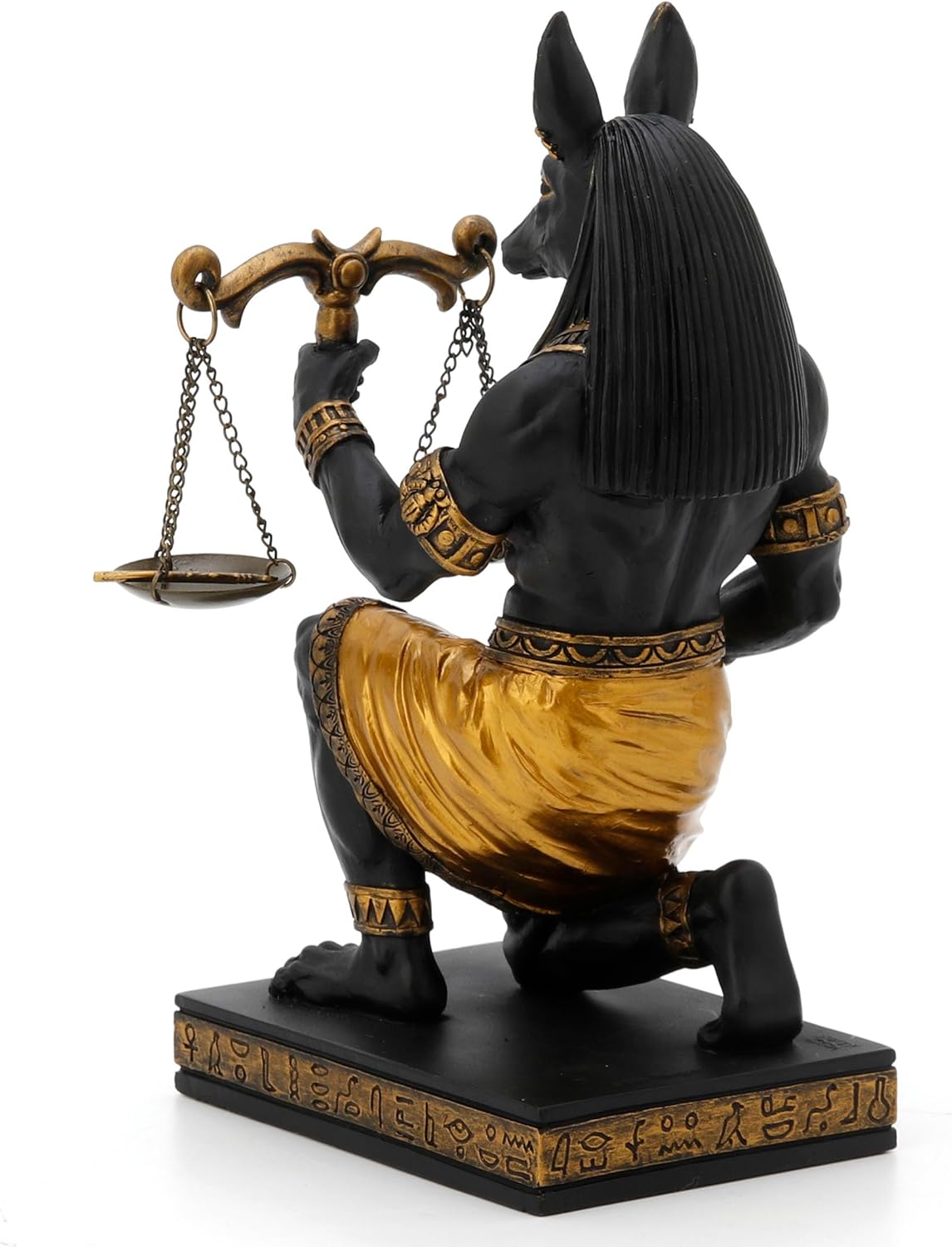 Veronese Design 7 1/4 Inch Kneeling Anubis Egyptian God Holding Sacle of Truth and Justice Resin Statue Black Gold Finish Home Decor Sculpture