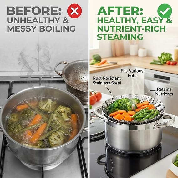 Expandable Stainless Steel Steamer Basket - 5.6