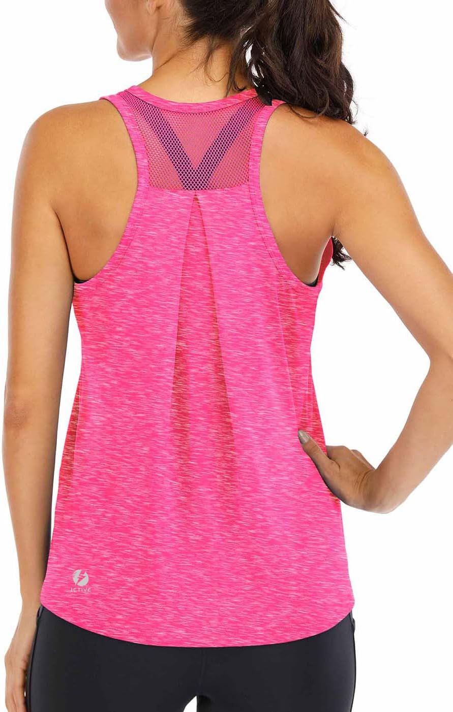 ICTIVE Workout Tops for Women Loose Fit Racerback Tank Tops for Women Mesh Backless Muscle Tank Running Tank Tops