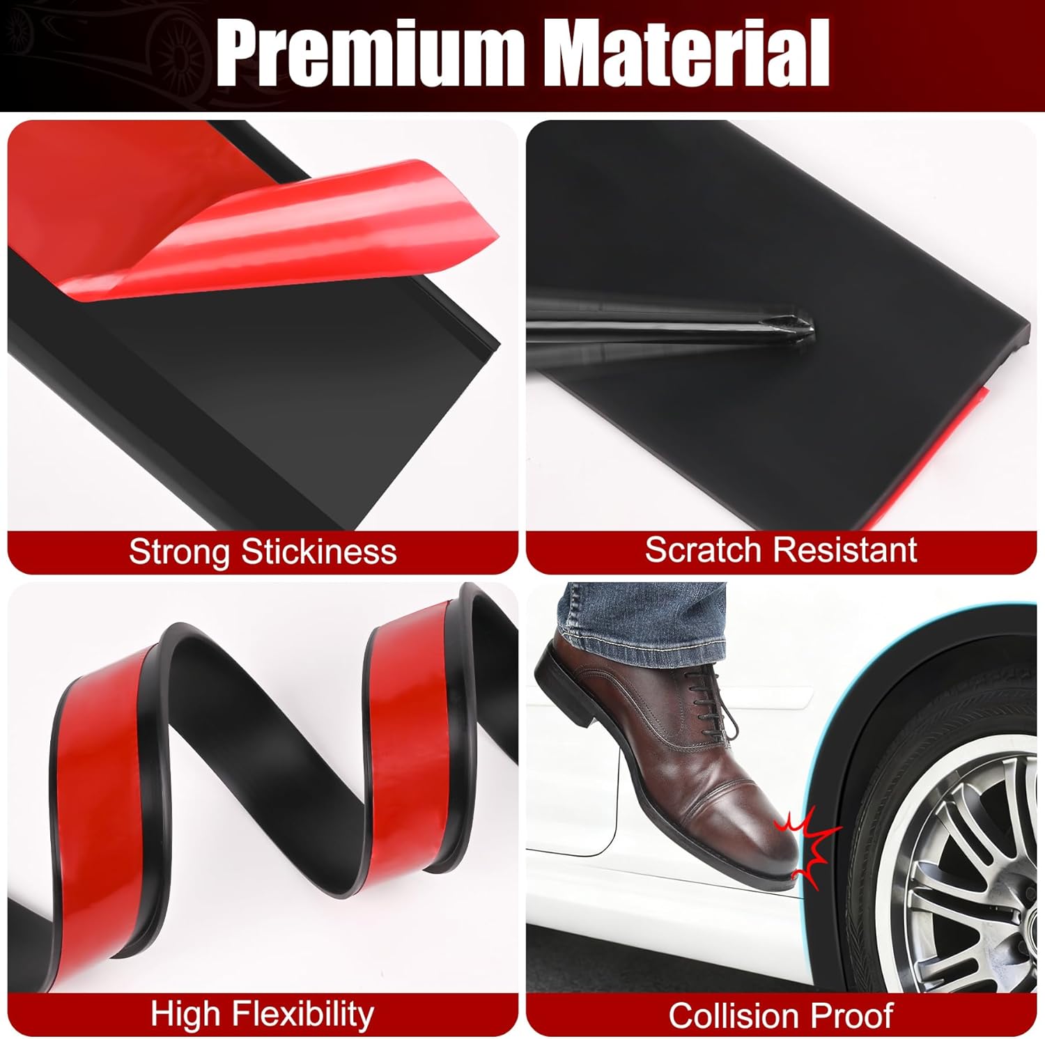 2PCS Car Wheel Eyebrow Arch Trim, Fender Flares Protector, Rubber Wheel Eyebrow Anti-Collision Strip, Self-Adhesive Arch Trim Lips Strip Fit for Car SUV Truck Fender Flare Edge Trim (5.5CM,11.5FT)