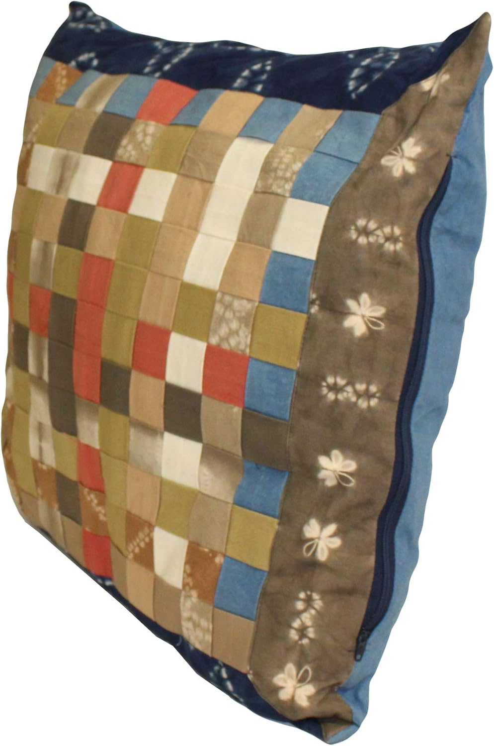 A29 Blue Mix Color Square Shape Checker Fabric Couch Sofa Cushion Aws650