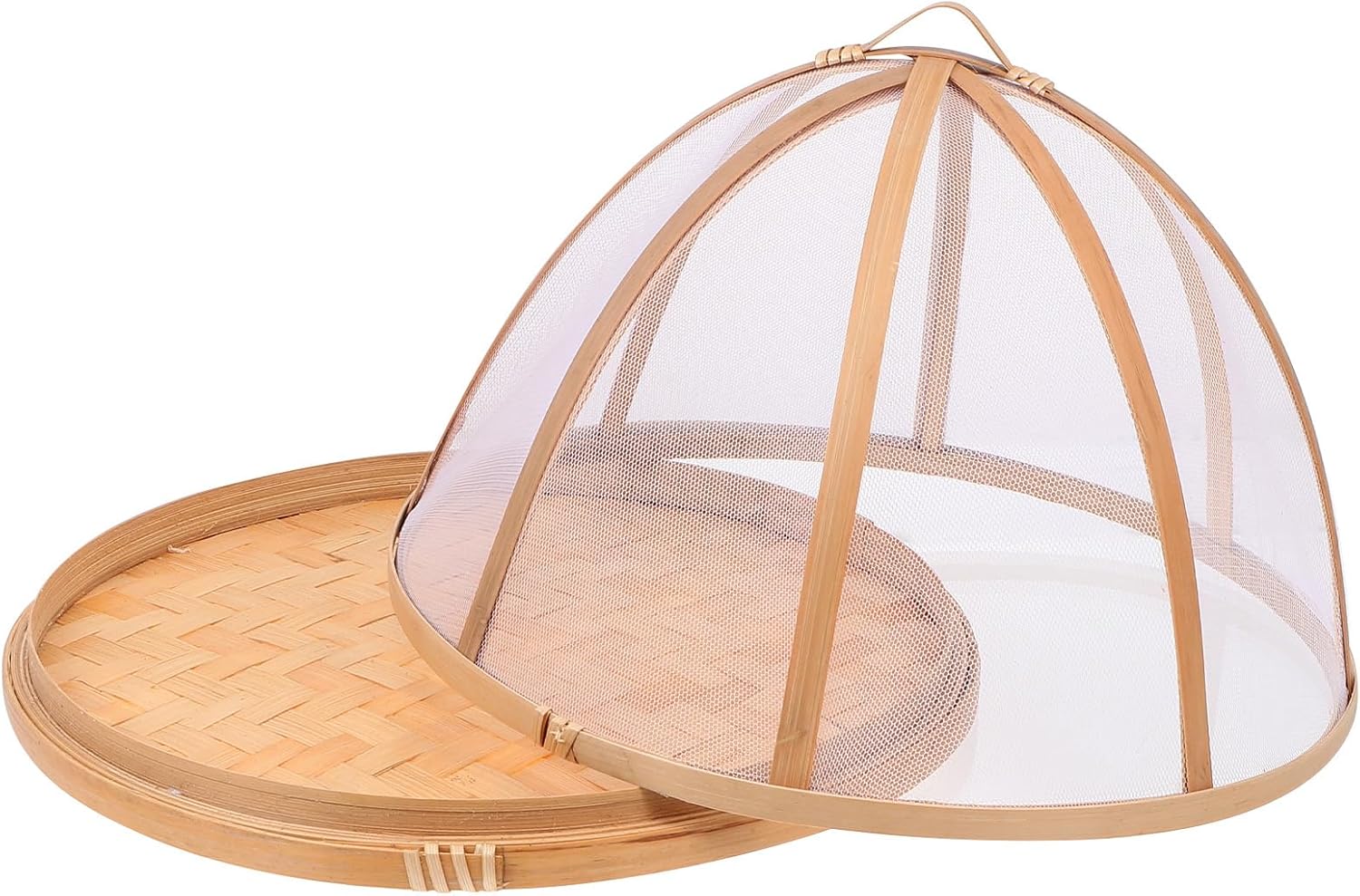 1pc Cover Bamboo Basket Tray Snack Platter Wicker Fruit Basket Bamboo Wicker Basket Tray Picnic Outdoor Food Covers Mesh Food Flower Girl Basket Dome Tool Bamboo Weaving