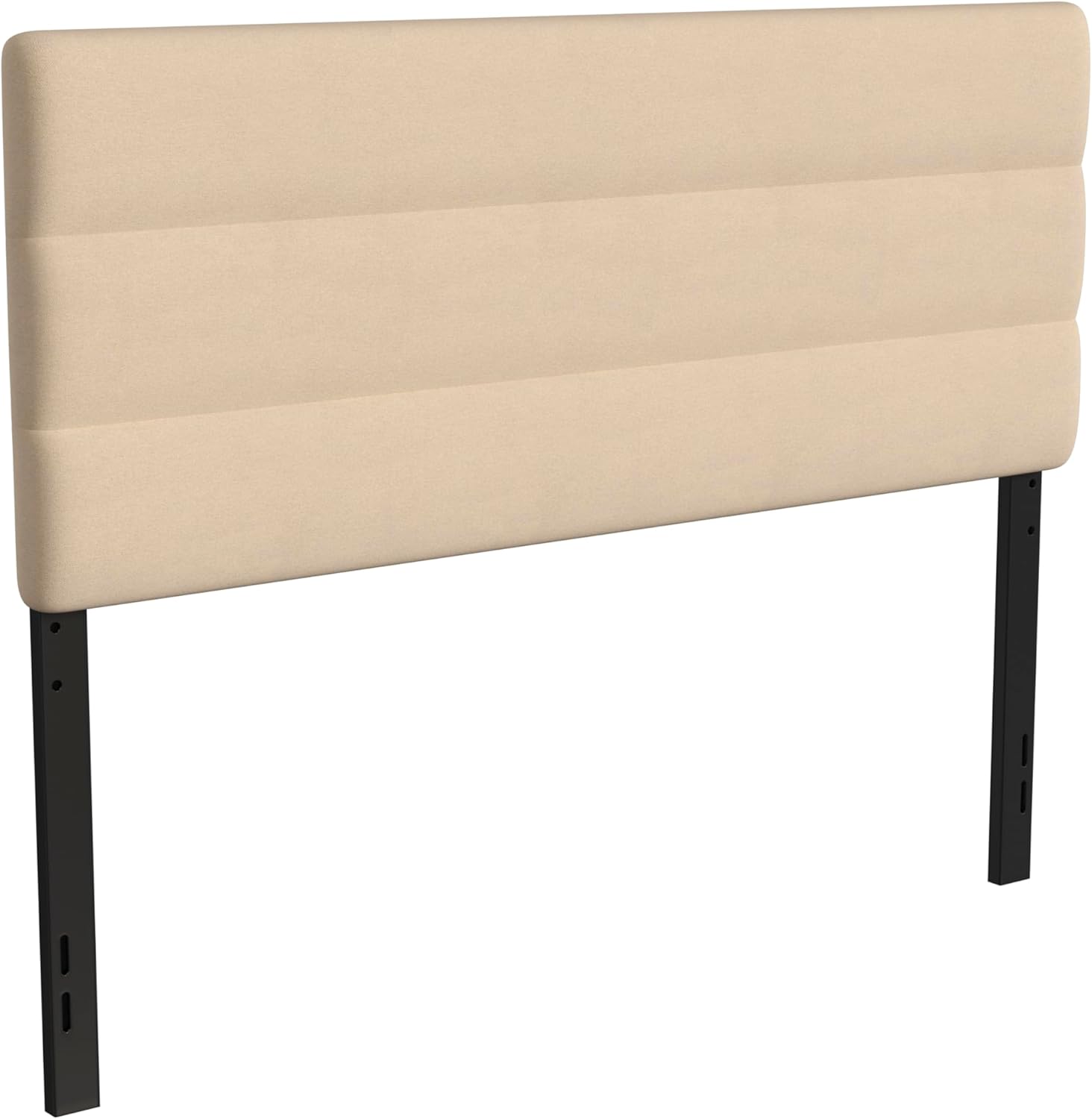 EMMA + OLIVER Gannon Queen Headboard - Cream Fabric Upholstery - Adjustable Height - Assembly in 30 Minutes or Less - Suitable for Most Bed Frames (Not Included)