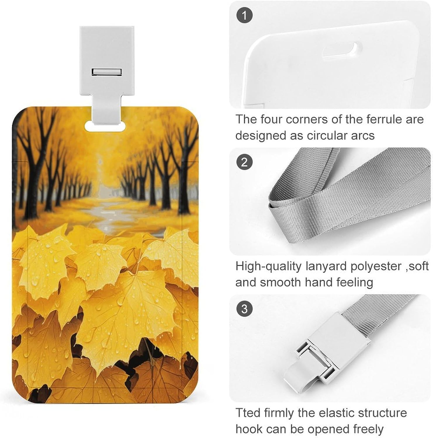 Sliding Autumn Yellow Leaves Id Badge Holder with Breakaway Lanyard image 5