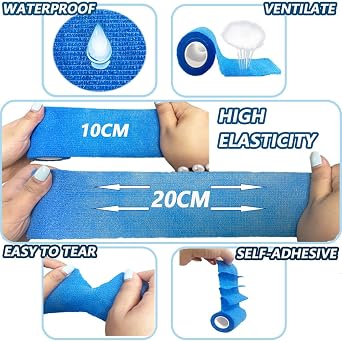 ANAMPION Self-Adhesive Football Sock Tape 7.5cmx4.5m(Black,12 Rolls) | Self Adherent Cohesive Bandages Wrap First Aid Athletic Sports Tape for Wrist Ankle Pet & Vet Wrap for Dogs, Horse