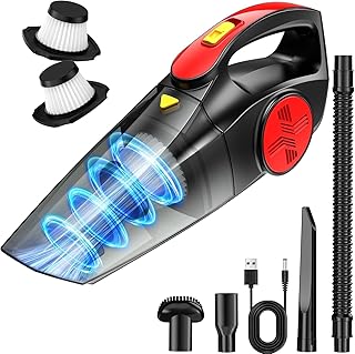 Aspirador de mão sem cabo potente, aspirador de carro portátil 9000 Pa com bateria recarregável dois filtros HEPA lavável e reutilizável, aspirador de carga rápida de 75 W para casa carro e