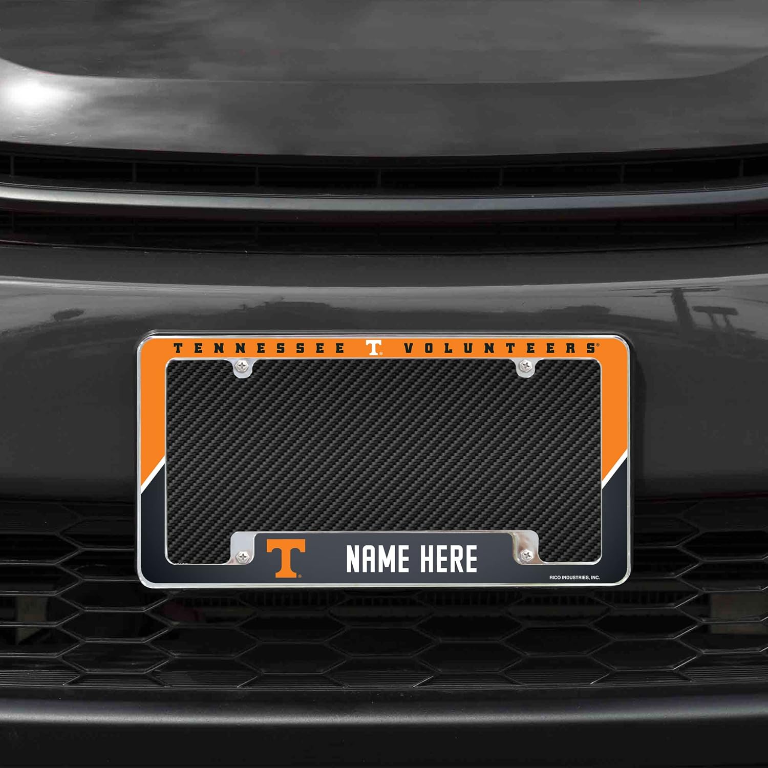 Rico Industries NCAA Tennessee Volunteers Personalized/Custom 12" x 6" Chrome All Over Automotive License Plate Frame for Car/Truck/SUV
