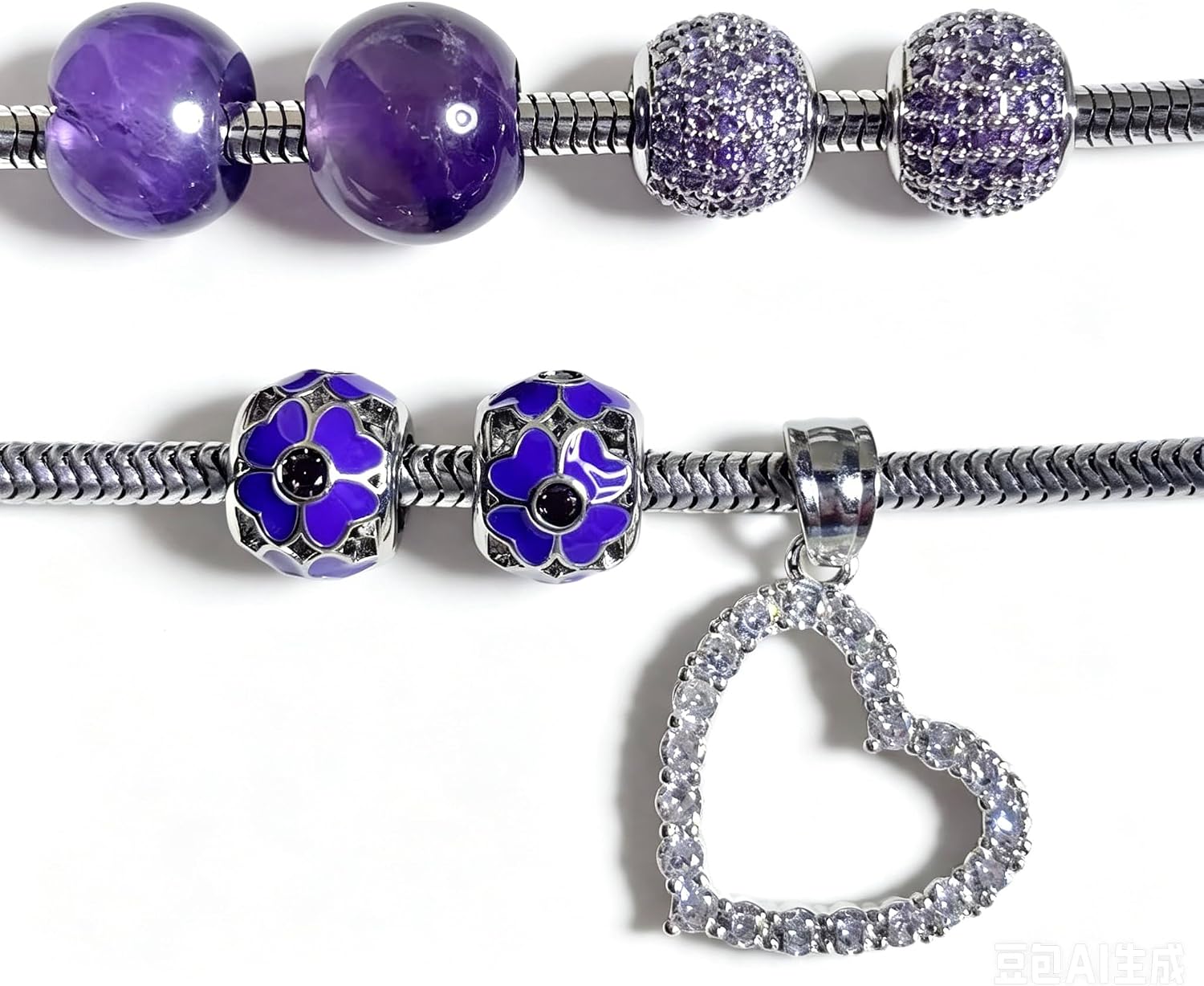 Fit Pandora Charm Bracelet with Charm Set for Girl Friend 6.7 inch DIY Jewelry Gifts