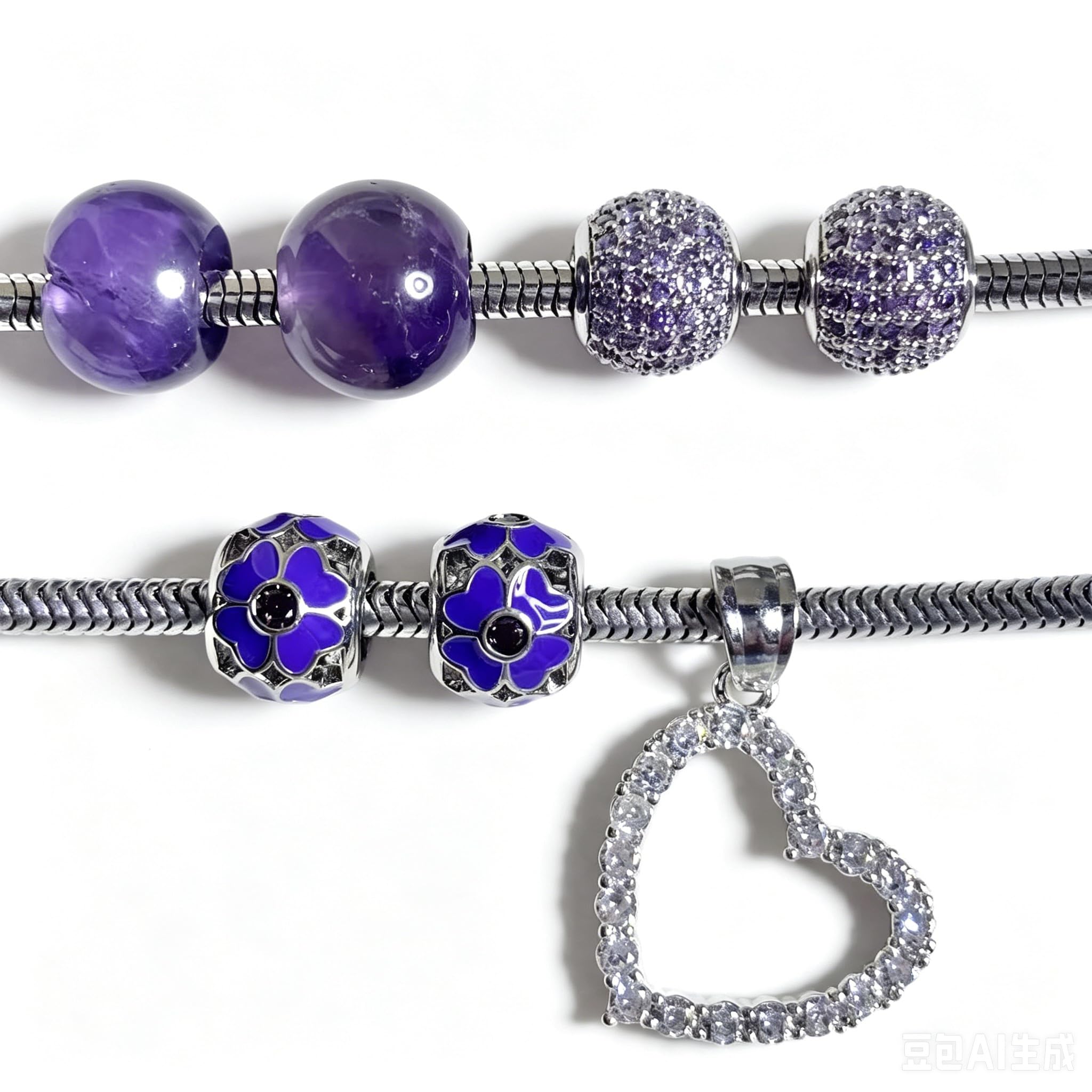 Fit Pandora Charms Birthstone Bracelets Heart Dangle Gemstone Bead