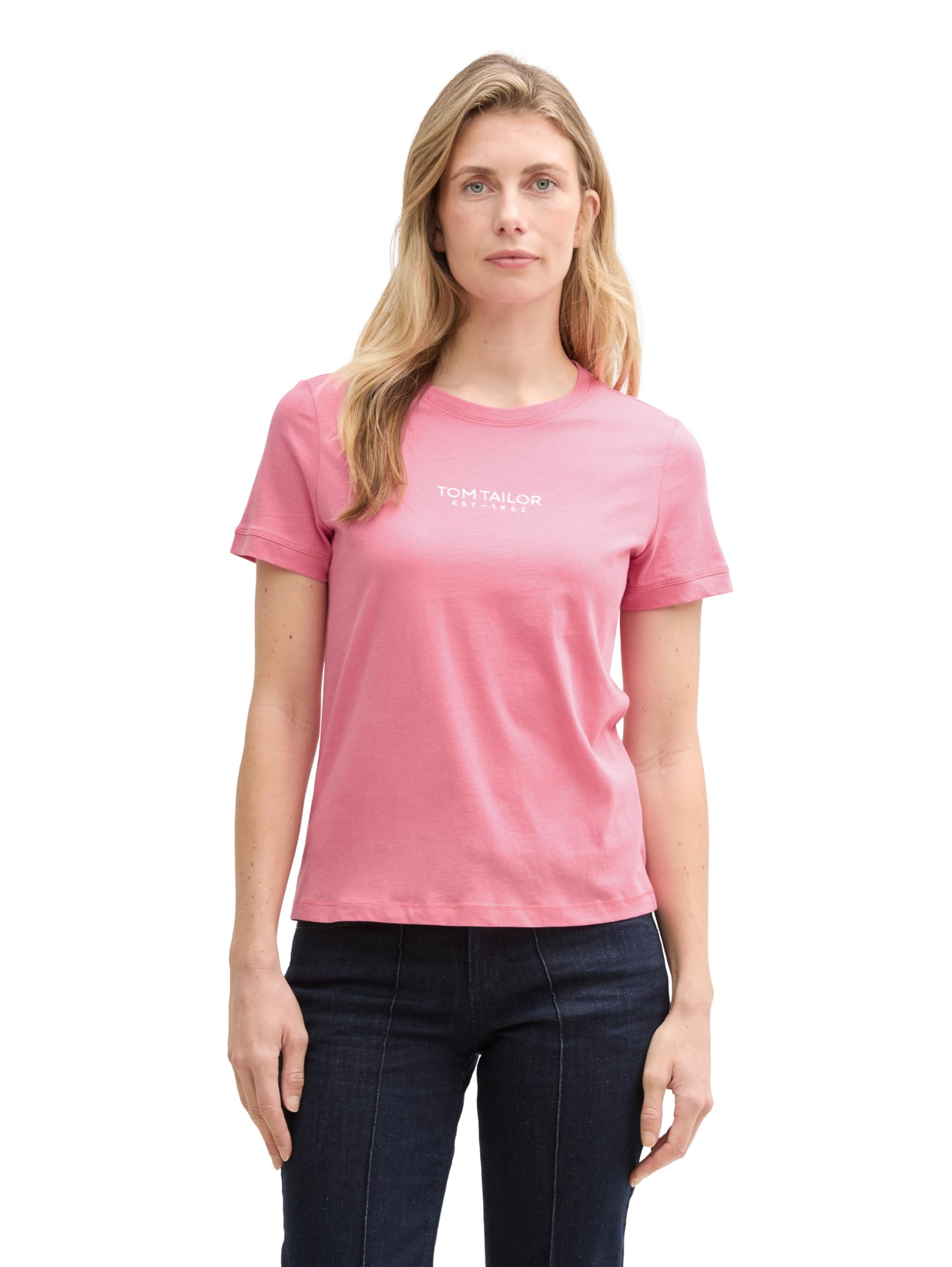 Tom Tailor Damen T-Shirt mit Logo-Stickerei